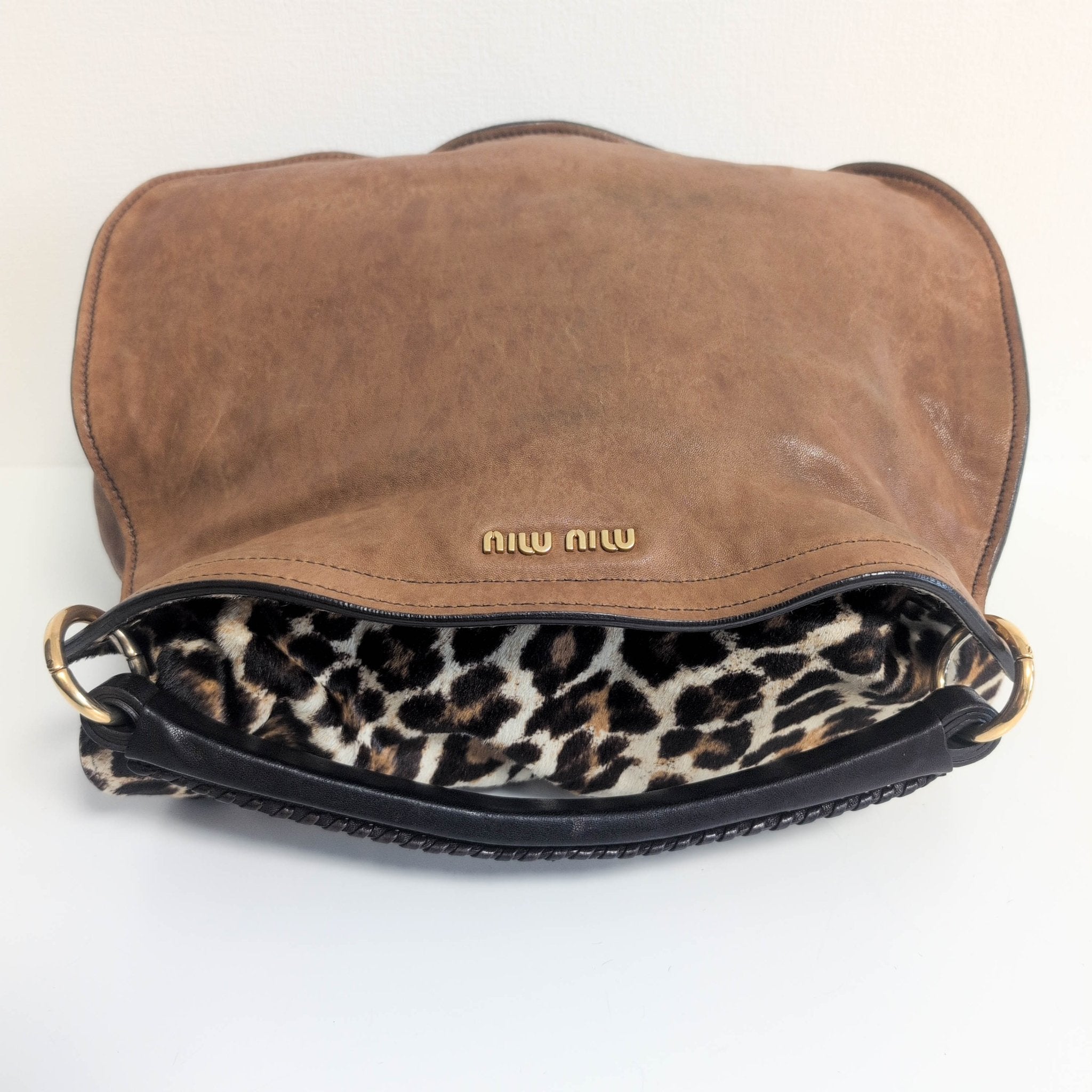MIU MIU Vintage Brown Leather Leopard Pony Hair Hobo Shoulder Bag, in , Sold by HIVE PRELOVED - Shoulder Bags, ,