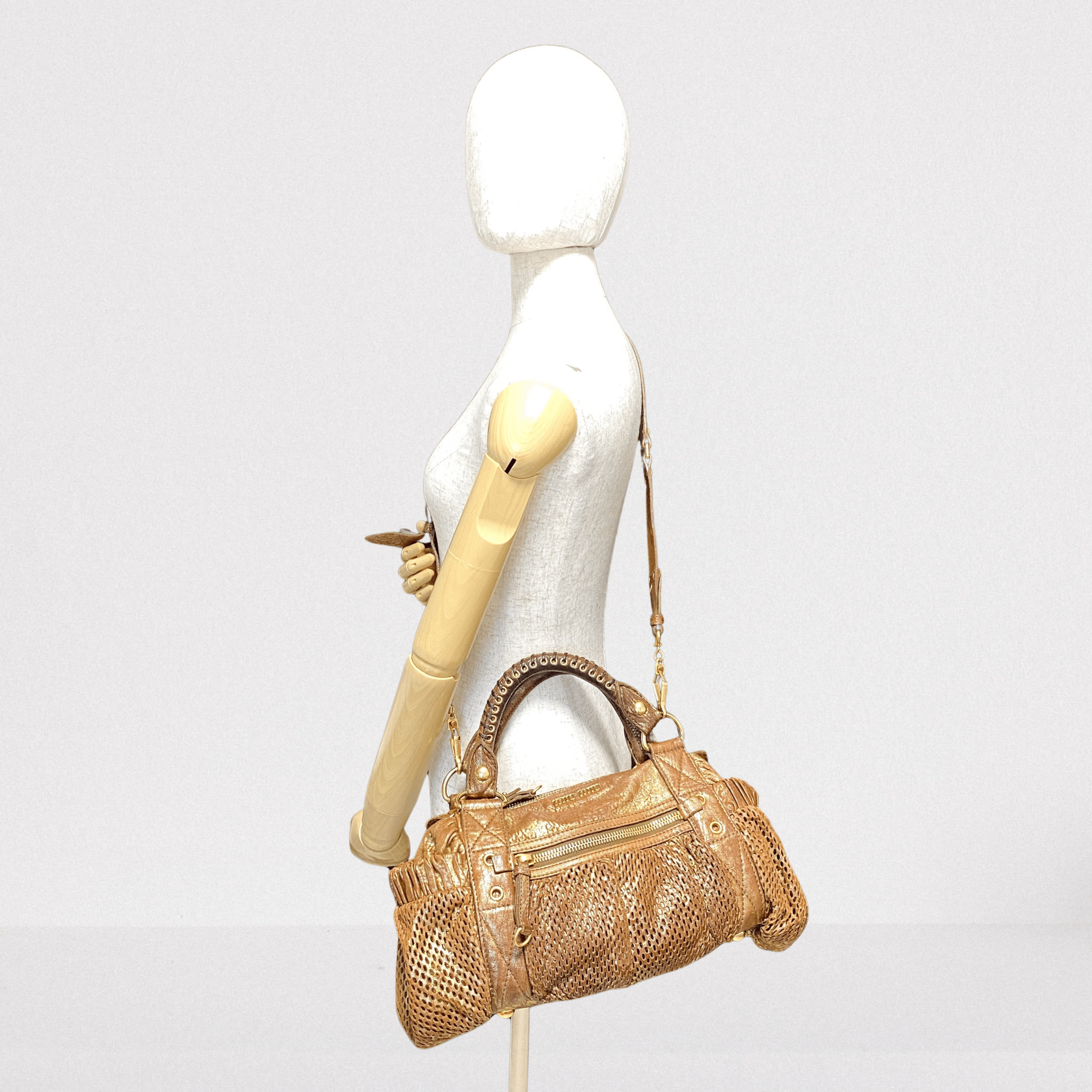 MIU MIU Vintage Gold Leather Shoulder Bag, in , Sold by HIVE PRELOVED - Shoulder Bags, ,