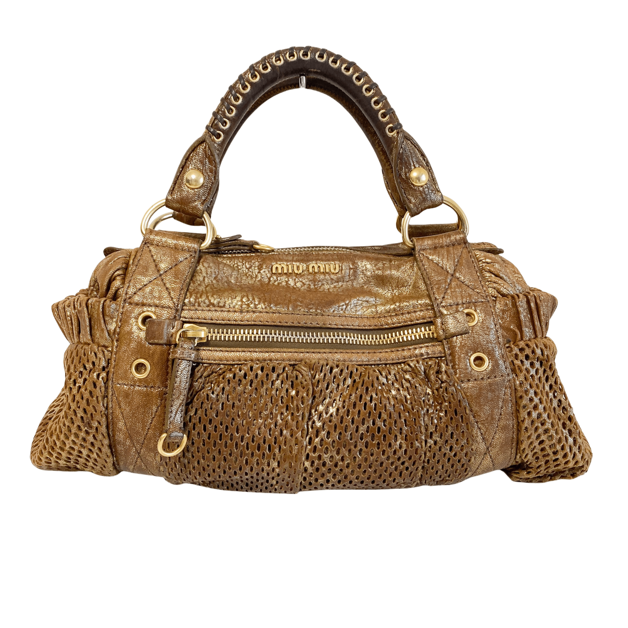 MIU MIU Vintage Gold Leather Shoulder Bag, in , Sold by HIVE PRELOVED - Shoulder Bags, ,