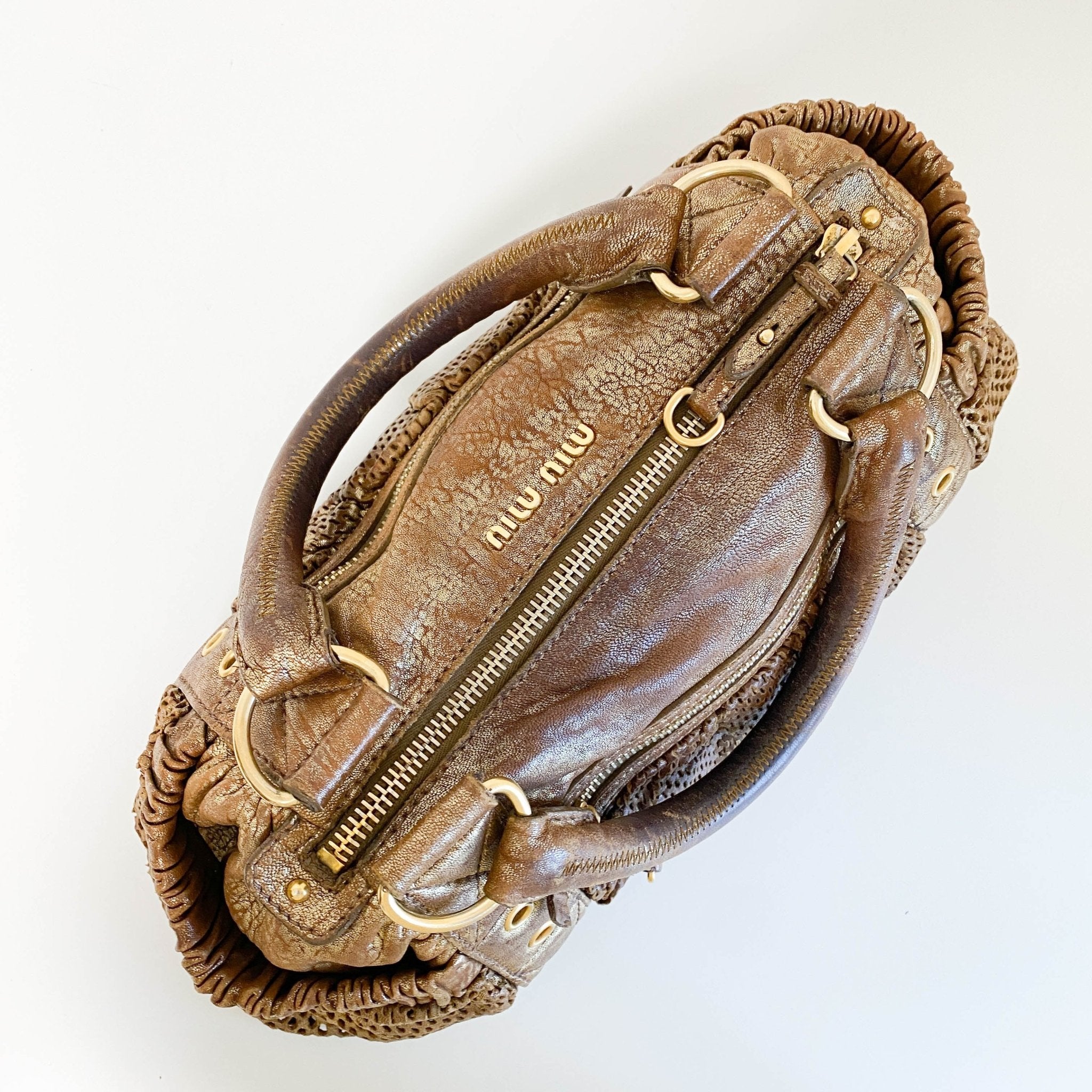 MIU MIU Vintage Gold Leather Shoulder Bag, in , Sold by HIVE PRELOVED - Shoulder Bags, ,