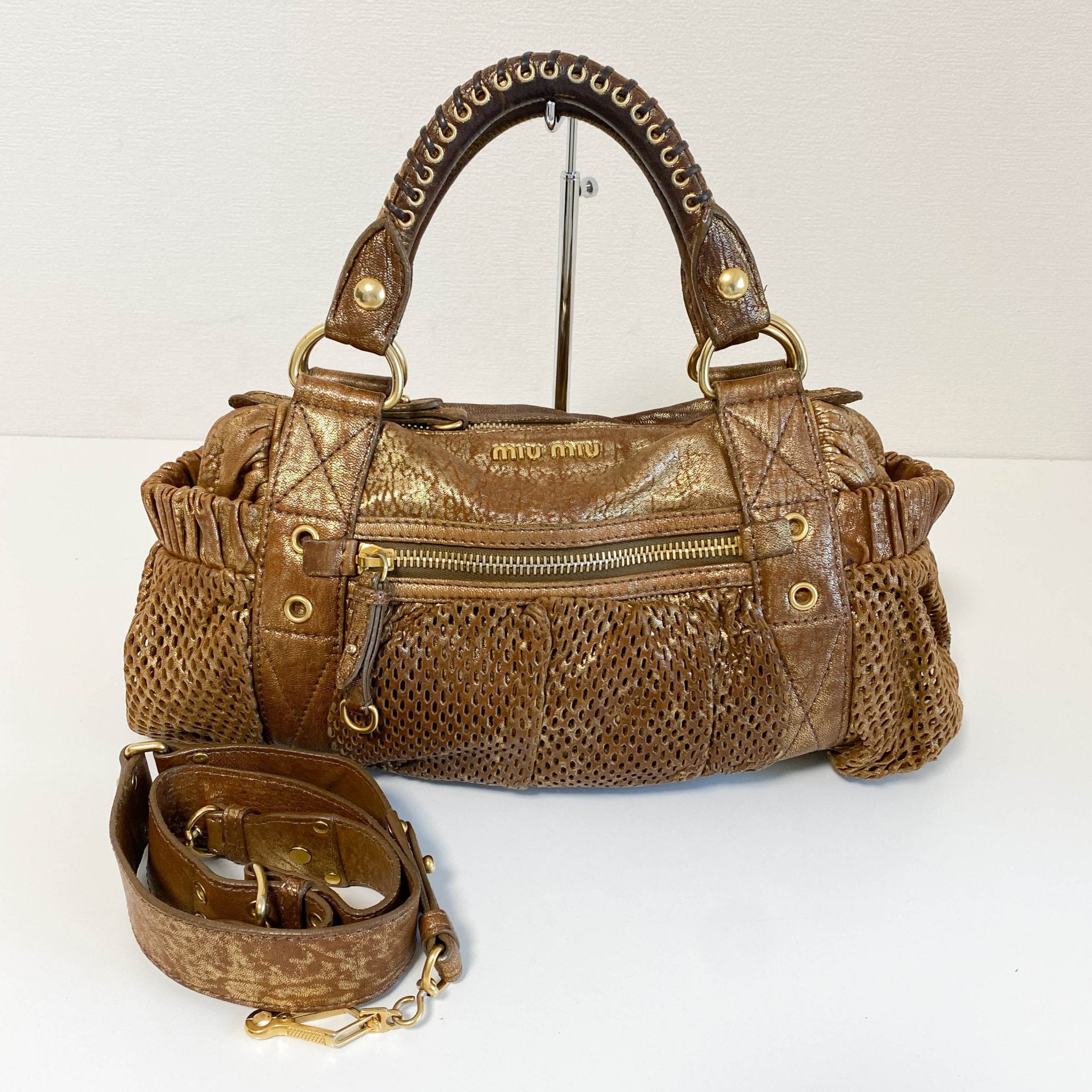 MIU MIU Vintage Gold Leather Shoulder Bag, in , Sold by HIVE PRELOVED - Shoulder Bags, ,
