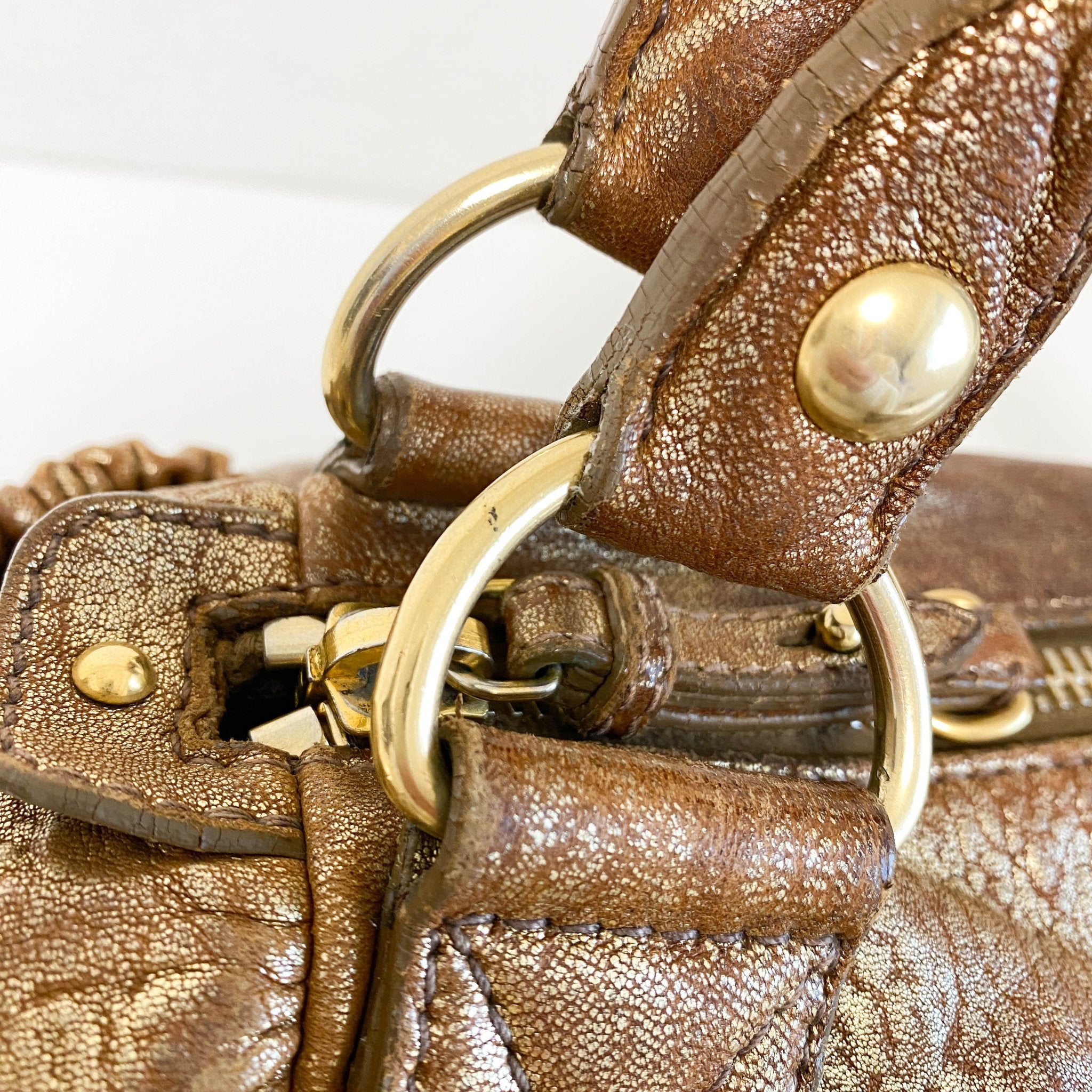 MIU MIU Vintage Gold Leather Shoulder Bag, in , Sold by HIVE PRELOVED - Shoulder Bags, ,