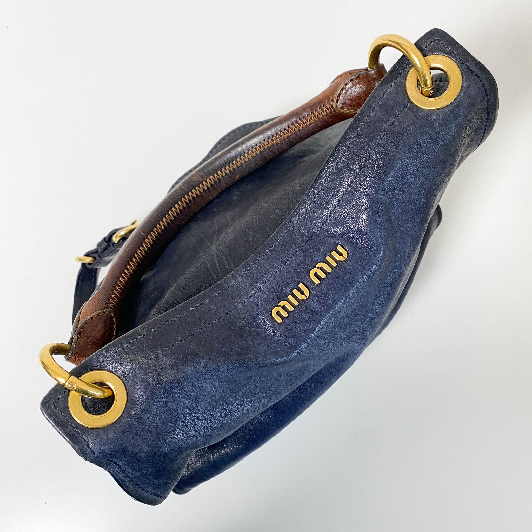 MIU MIU Vintage Navy Leather Handbag, in , Sold by HIVE PRELOVED - Handle Bags, ,