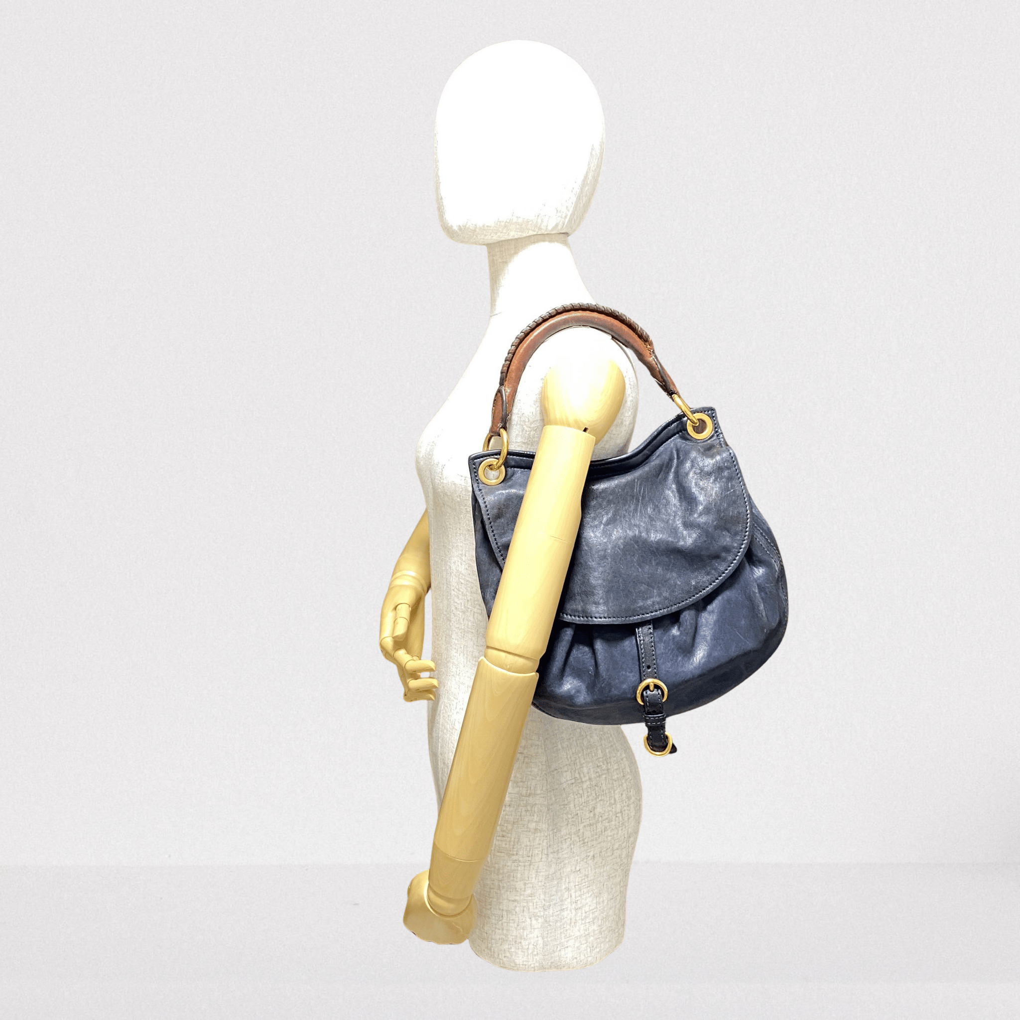 MIU MIU Vintage Navy Leather Handbag, in , Sold by HIVE PRELOVED - Handle Bags, ,