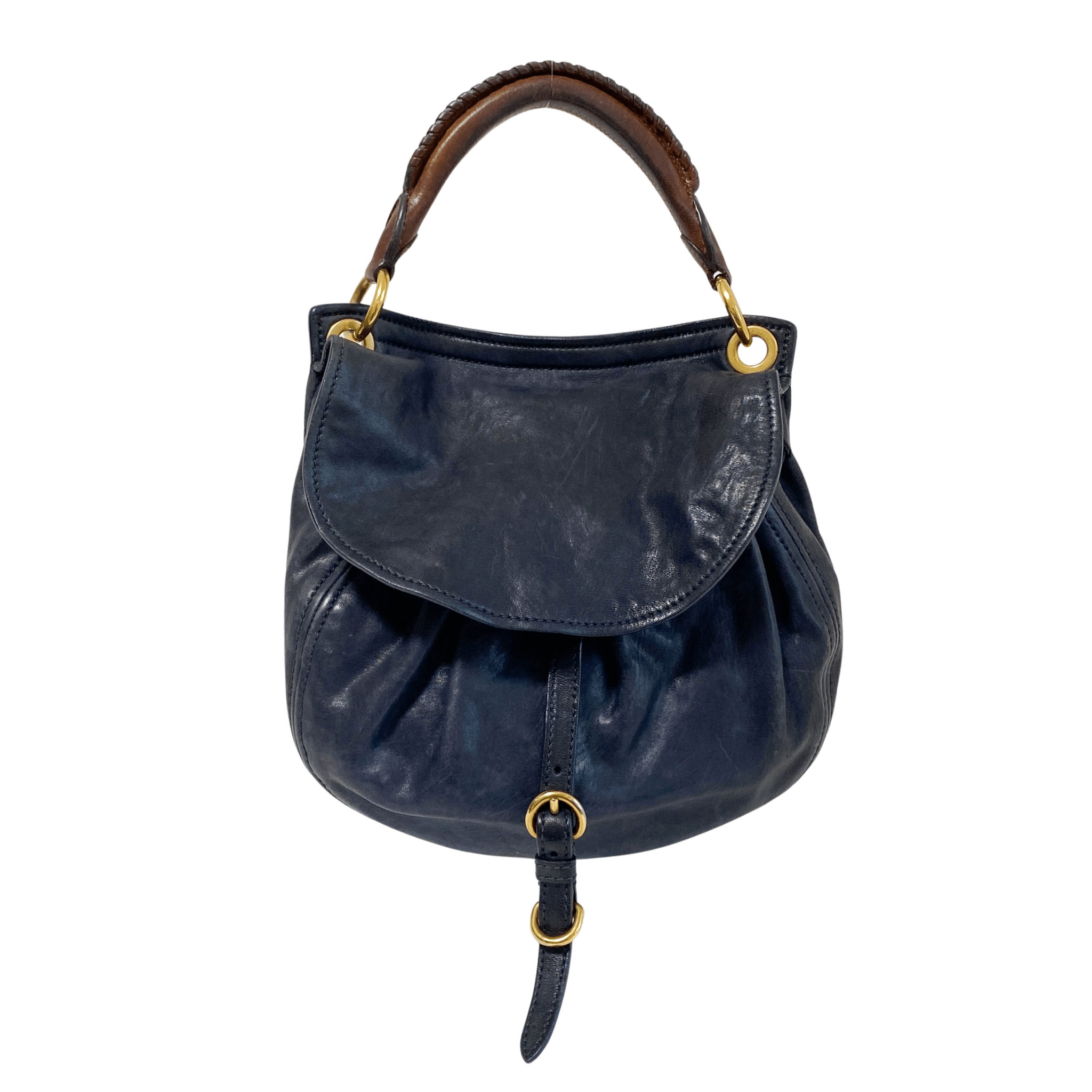 MIU MIU Vintage Navy Leather Handbag, in , Sold by HIVE PRELOVED - Handle Bags, ,