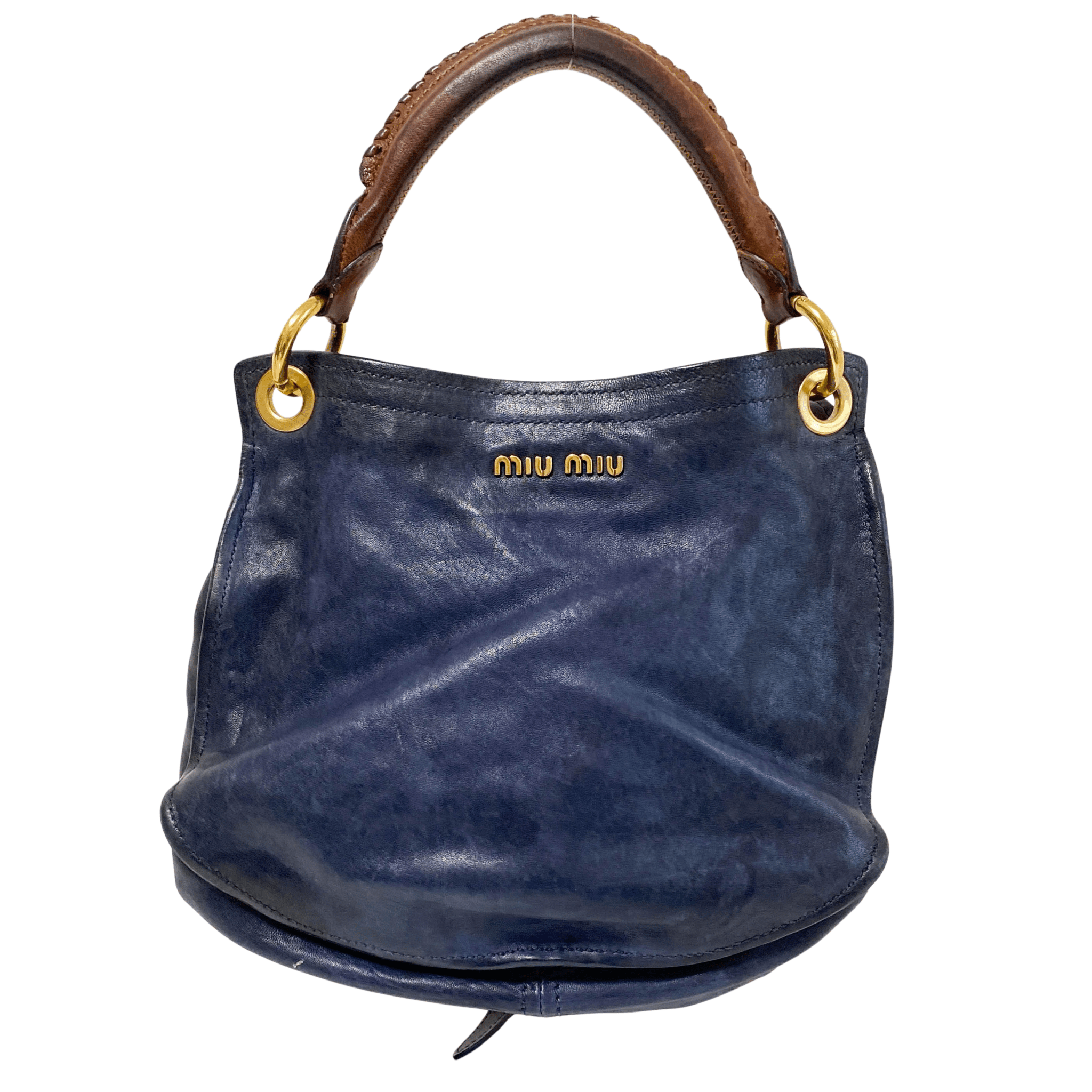 MIU MIU Vintage Navy Leather Handbag, in , Sold by HIVE PRELOVED - Handle Bags, ,
