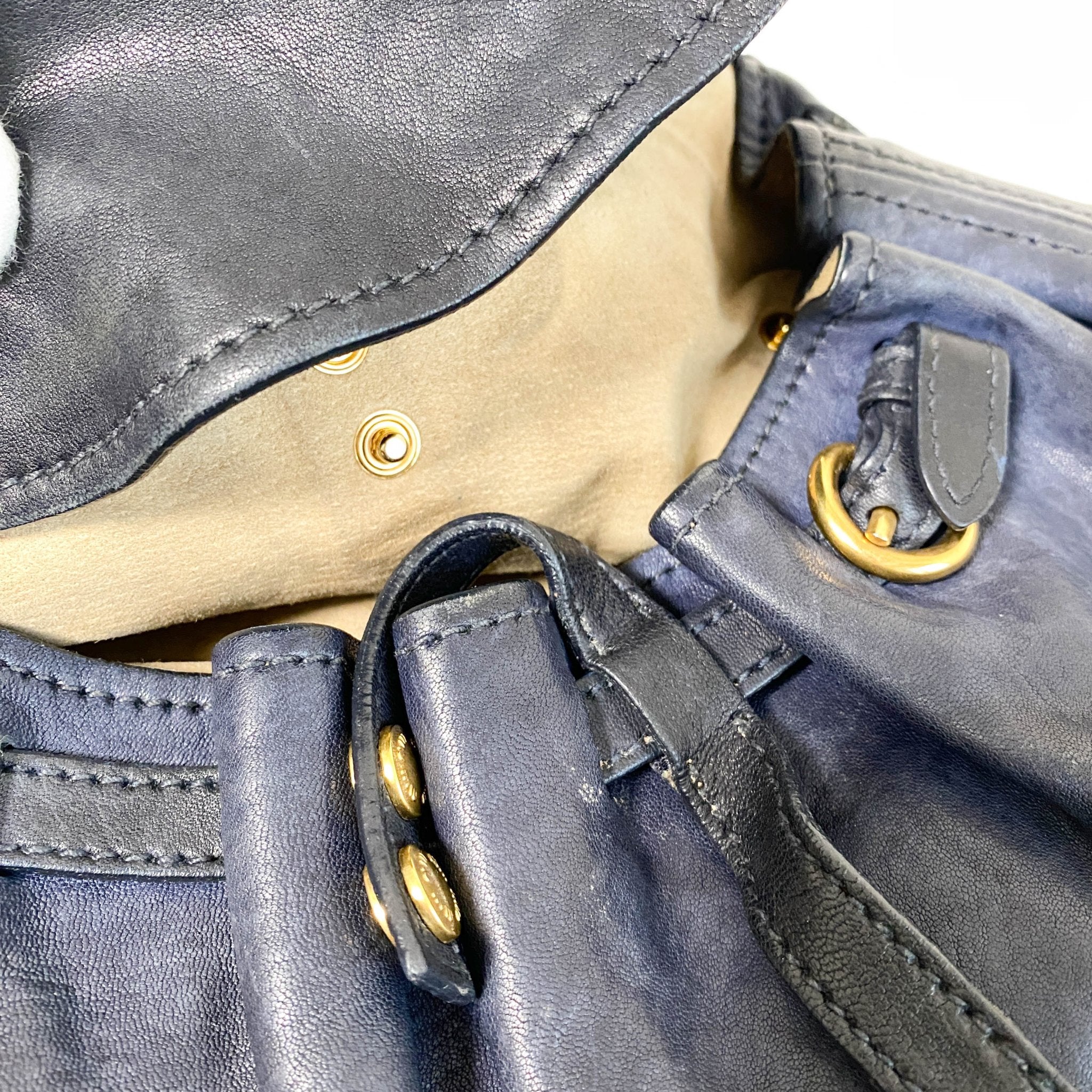 MIU MIU Vintage Navy Leather Handbag, in , Sold by HIVE PRELOVED - Handle Bags, ,