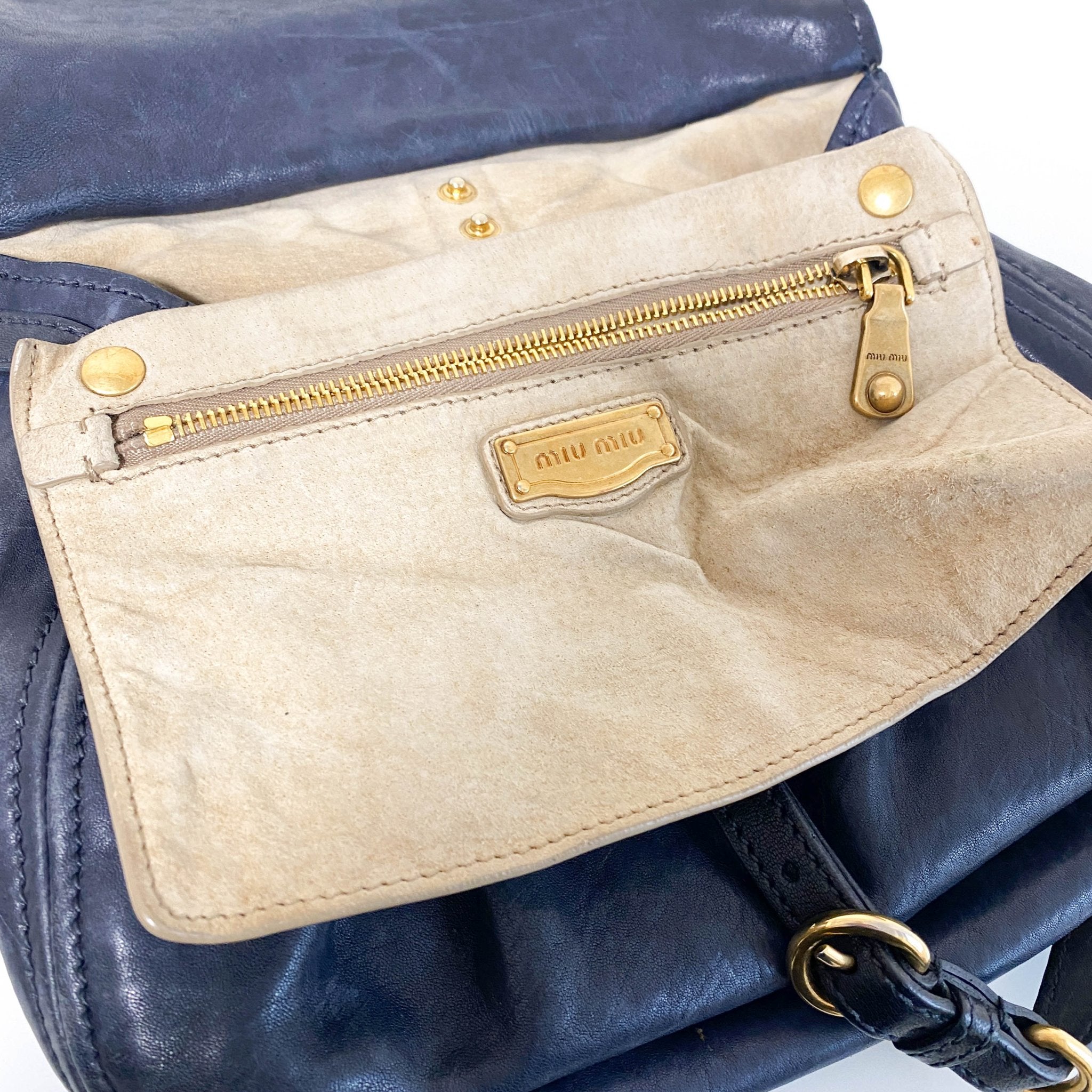 MIU MIU Vintage Navy Leather Handbag, in , Sold by HIVE PRELOVED - Handle Bags, ,