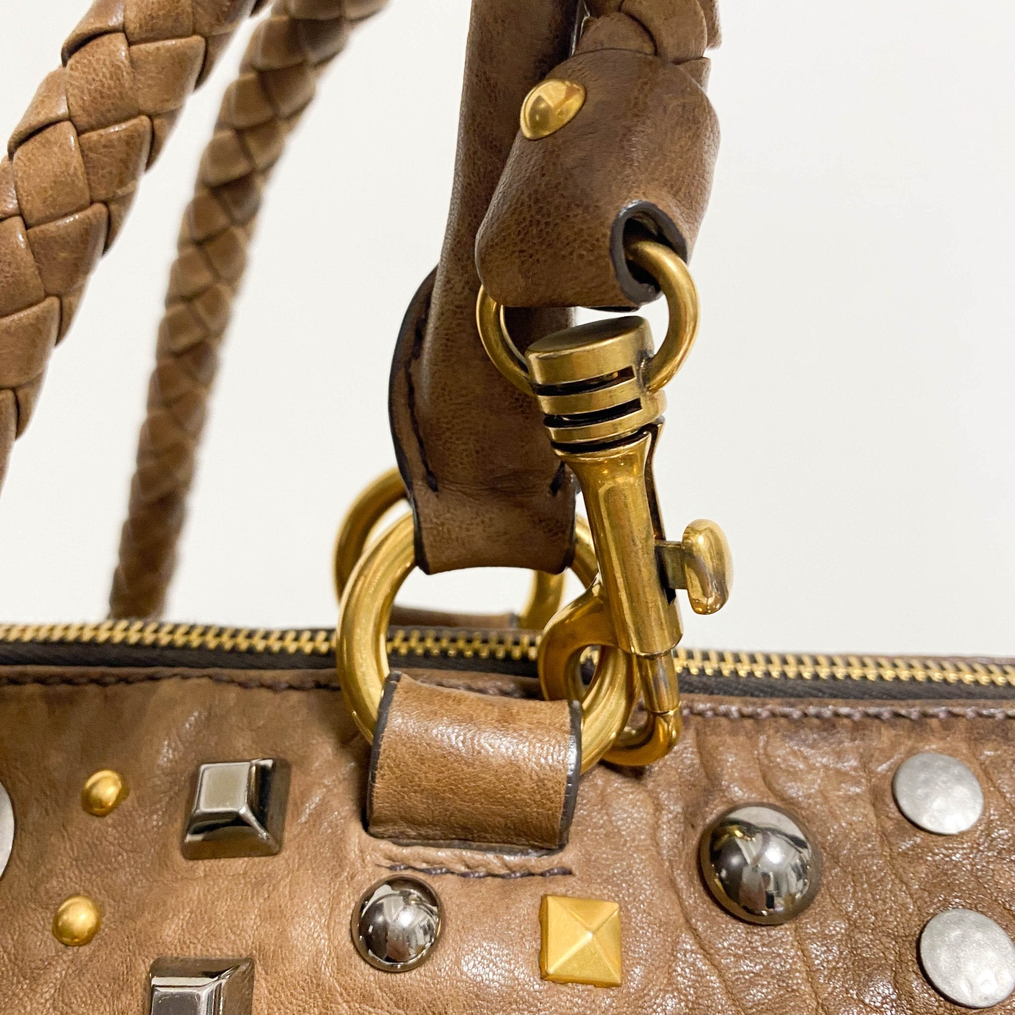 MIU MIU Vintage Studs Brown Tote Bag, in , Sold by HIVE PRELOVED - Shoulder Bags, Totes,