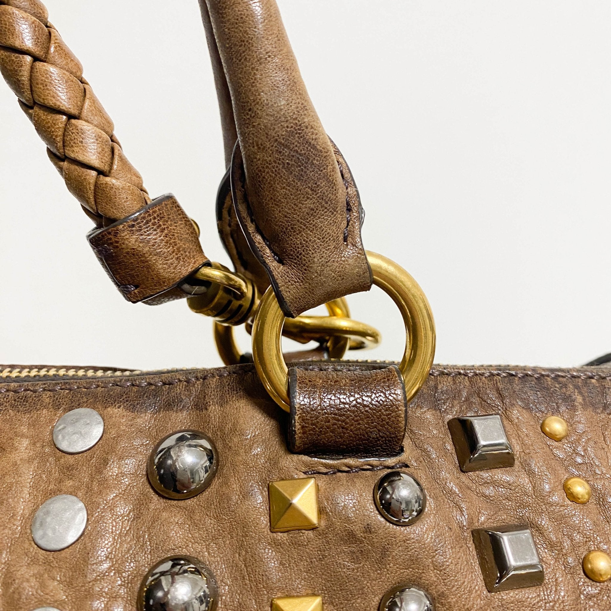 MIU MIU Vintage Studs Brown Tote Bag, in , Sold by HIVE PRELOVED - Shoulder Bags, Totes,