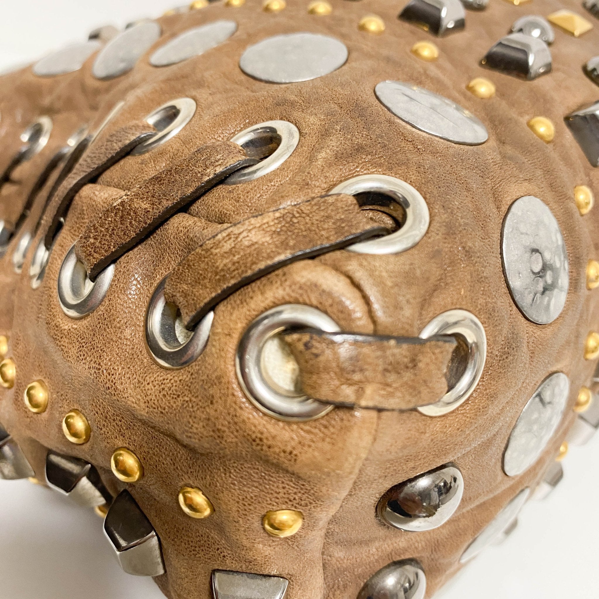 MIU MIU Vintage Studs Brown Tote Bag, in , Sold by HIVE PRELOVED - Shoulder Bags, Totes,