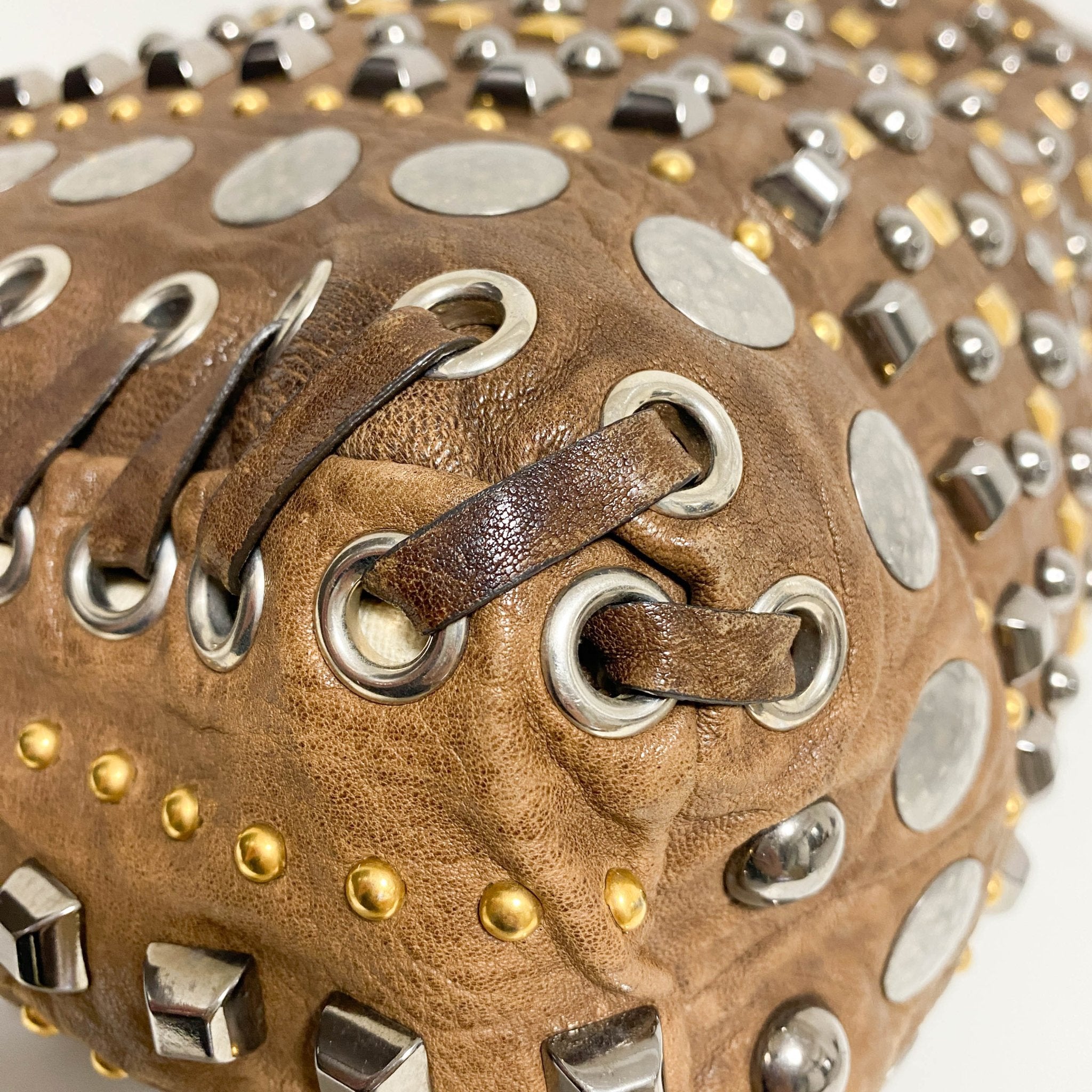 MIU MIU Vintage Studs Brown Tote Bag, in , Sold by HIVE PRELOVED - Shoulder Bags, Totes,