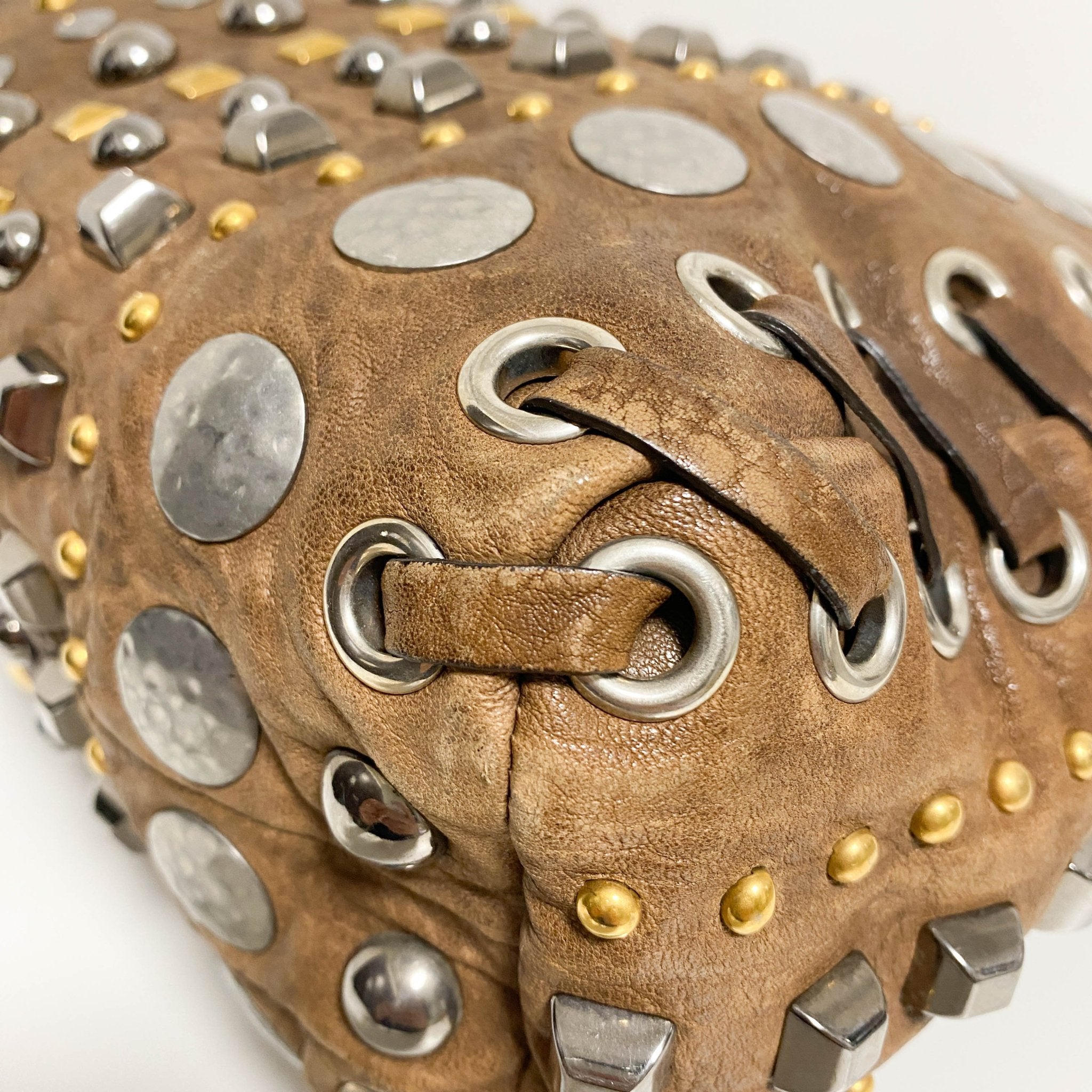 MIU MIU Vintage Studs Brown Tote Bag, in , Sold by HIVE PRELOVED - Shoulder Bags, Totes,