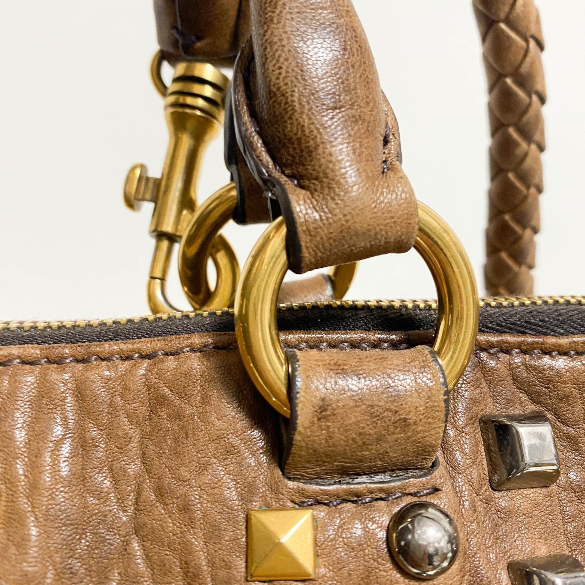 MIU MIU Vintage Studs Brown Tote Bag, in , Sold by HIVE PRELOVED - Shoulder Bags, Totes,