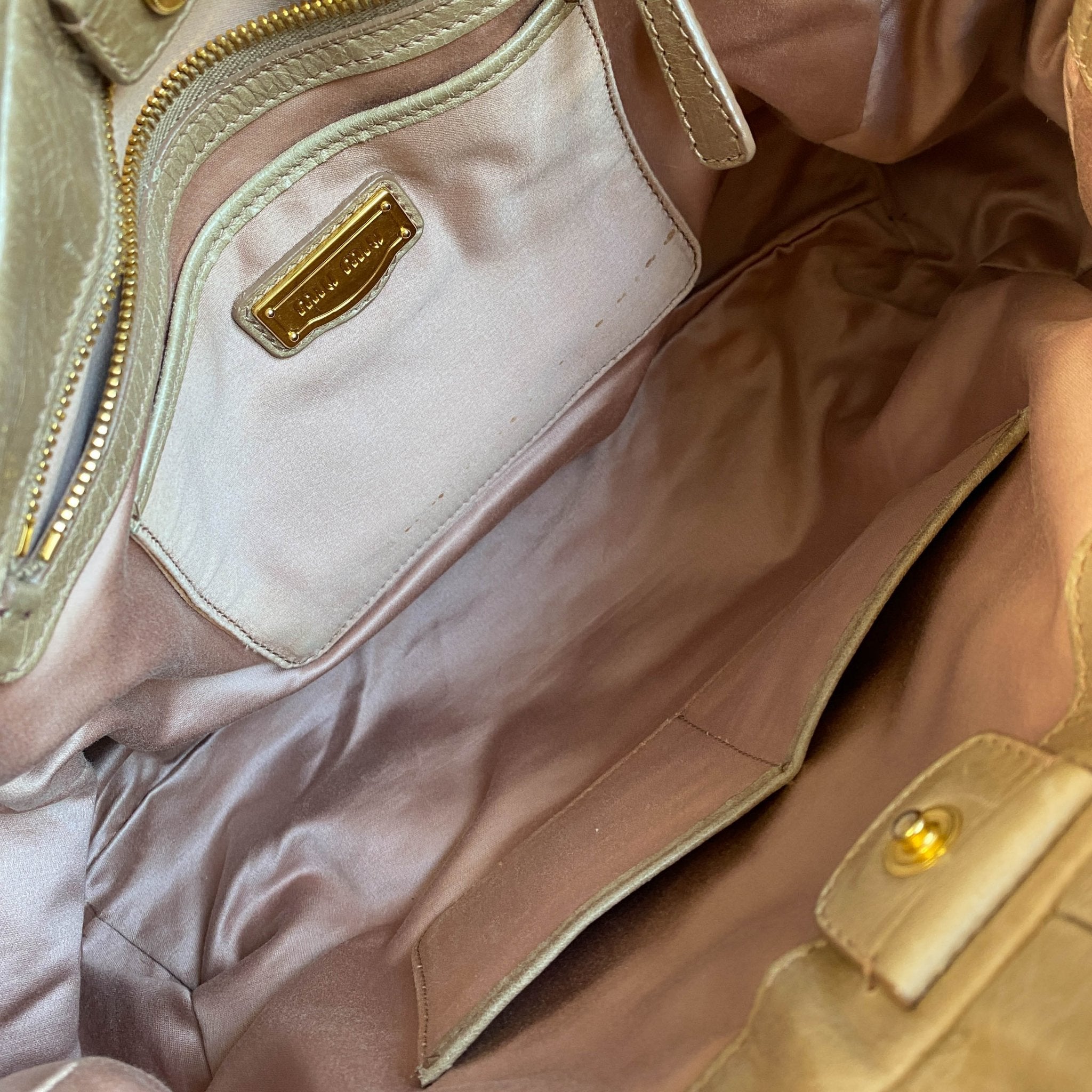 MIU MIU Vitello Bauletto Beige Leather Handbag, in , Sold by HIVE PRELOVED - Handle Bags, ,