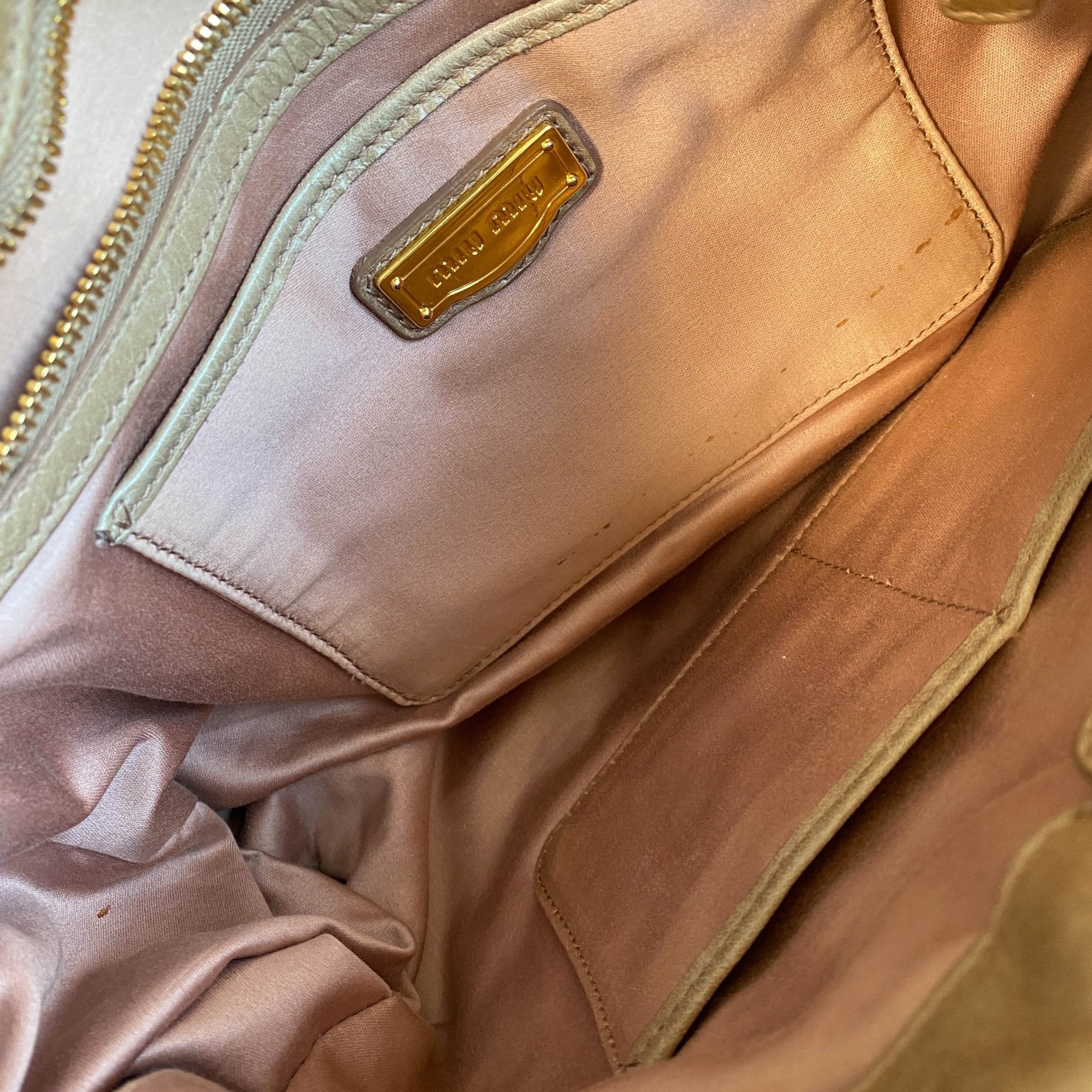 MIU MIU Vitello Bauletto Beige Leather Handbag, in , Sold by HIVE PRELOVED - Handle Bags, ,