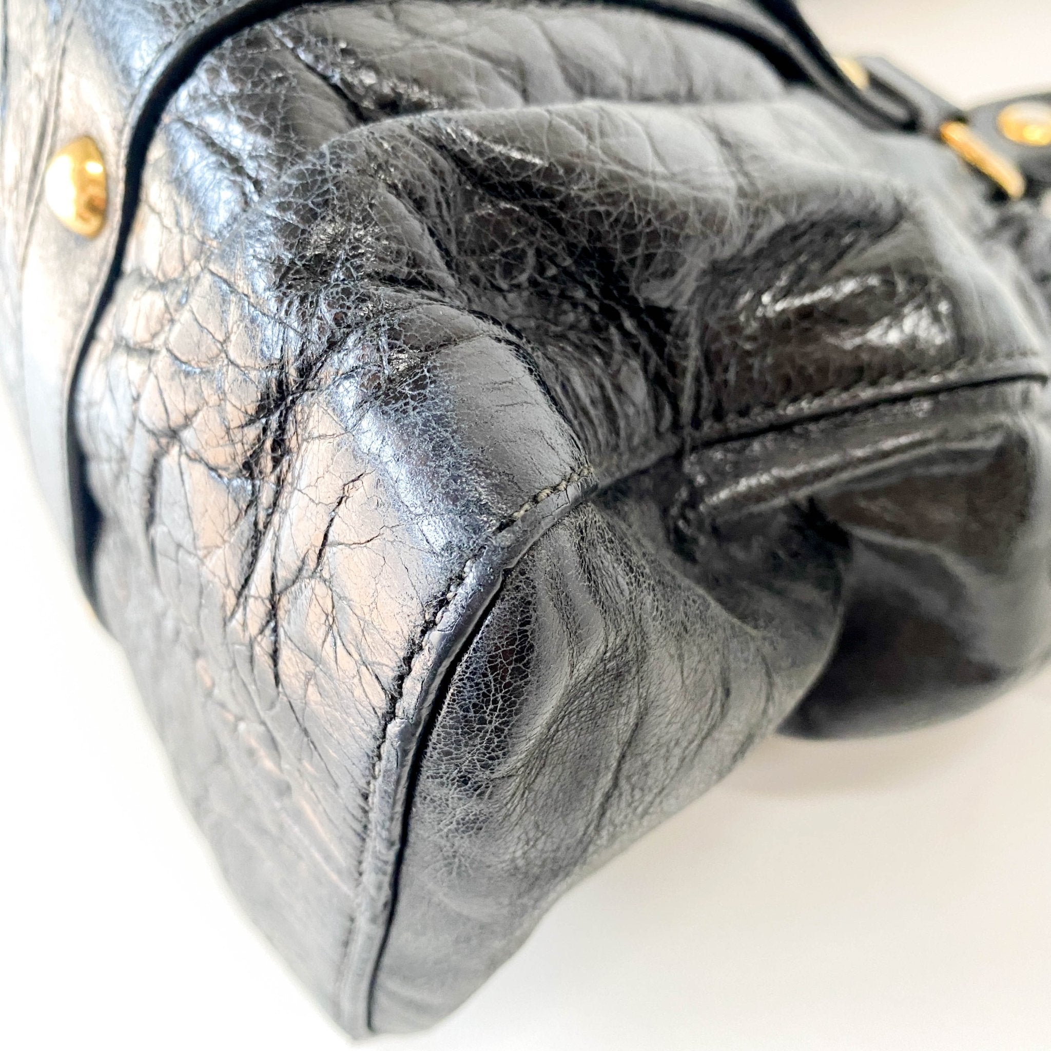 MIU MIU Vitello Bauletto Black Leather Handle/ Shoulder Bag, in , Sold by HIVE PRELOVED - Handle Bags, Shoulder Bags,