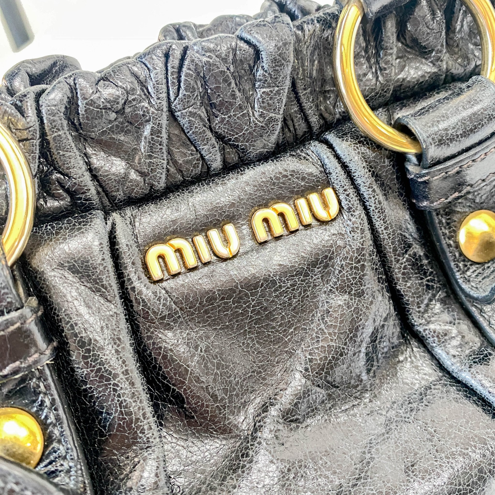 MIU MIU Vitello Bauletto Black Leather Handle/ Shoulder Bag, in , Sold by HIVE PRELOVED - Handle Bags, Shoulder Bags,