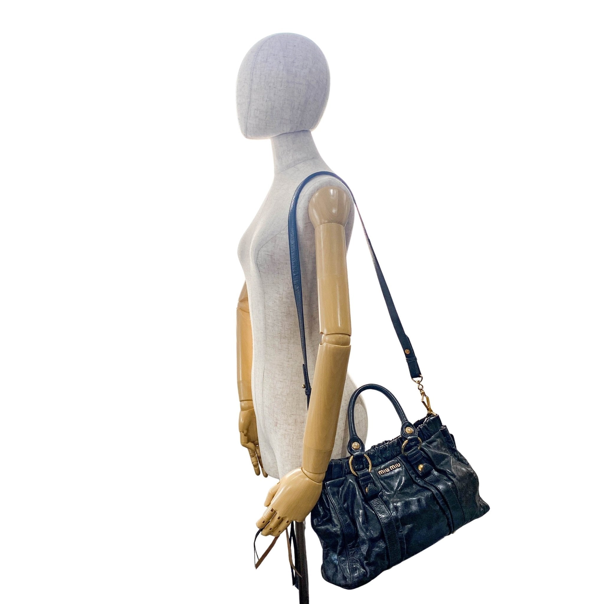 MIU MIU Vitello Bauletto Black Leather Handle/ Shoulder Bag, in , Sold by HIVE PRELOVED - Handle Bags, Shoulder Bags,