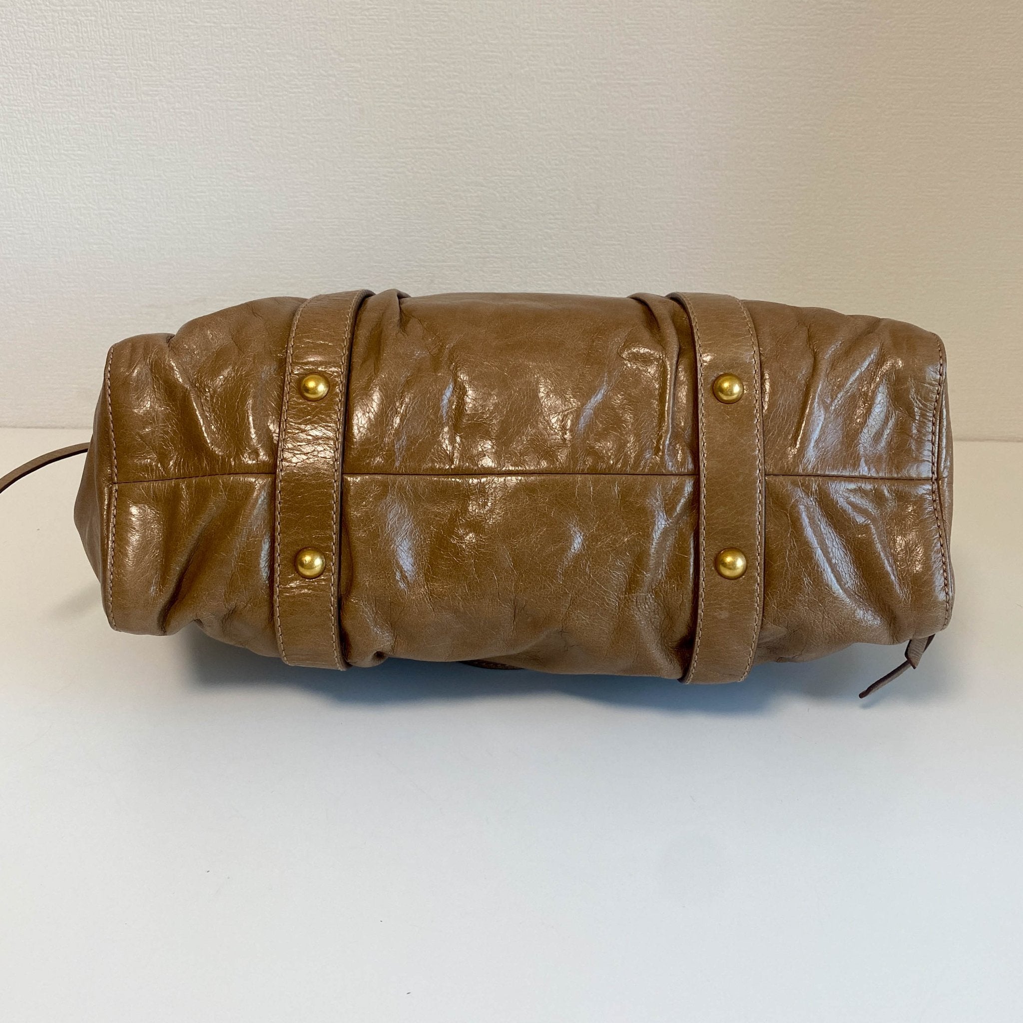 MIU MIU Vitello Bauletto Brown Leather Handbag, in , Sold by HIVE PRELOVED - Crossbody bags, Handle Bags,