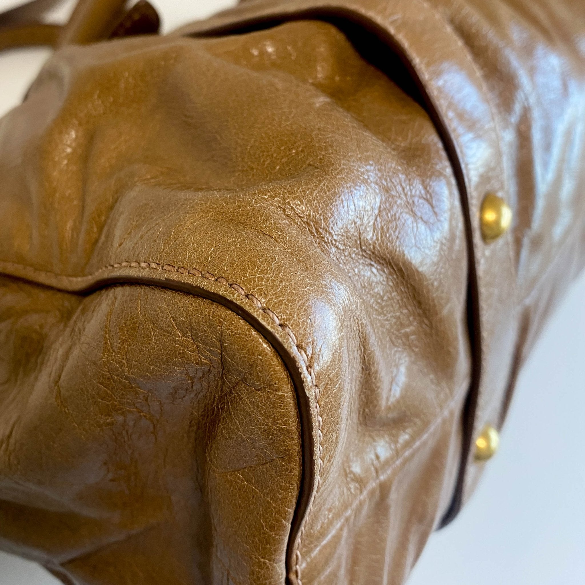 MIU MIU Vitello Bauletto Brown Leather Handbag, in , Sold by HIVE PRELOVED - Crossbody bags, Handle Bags,