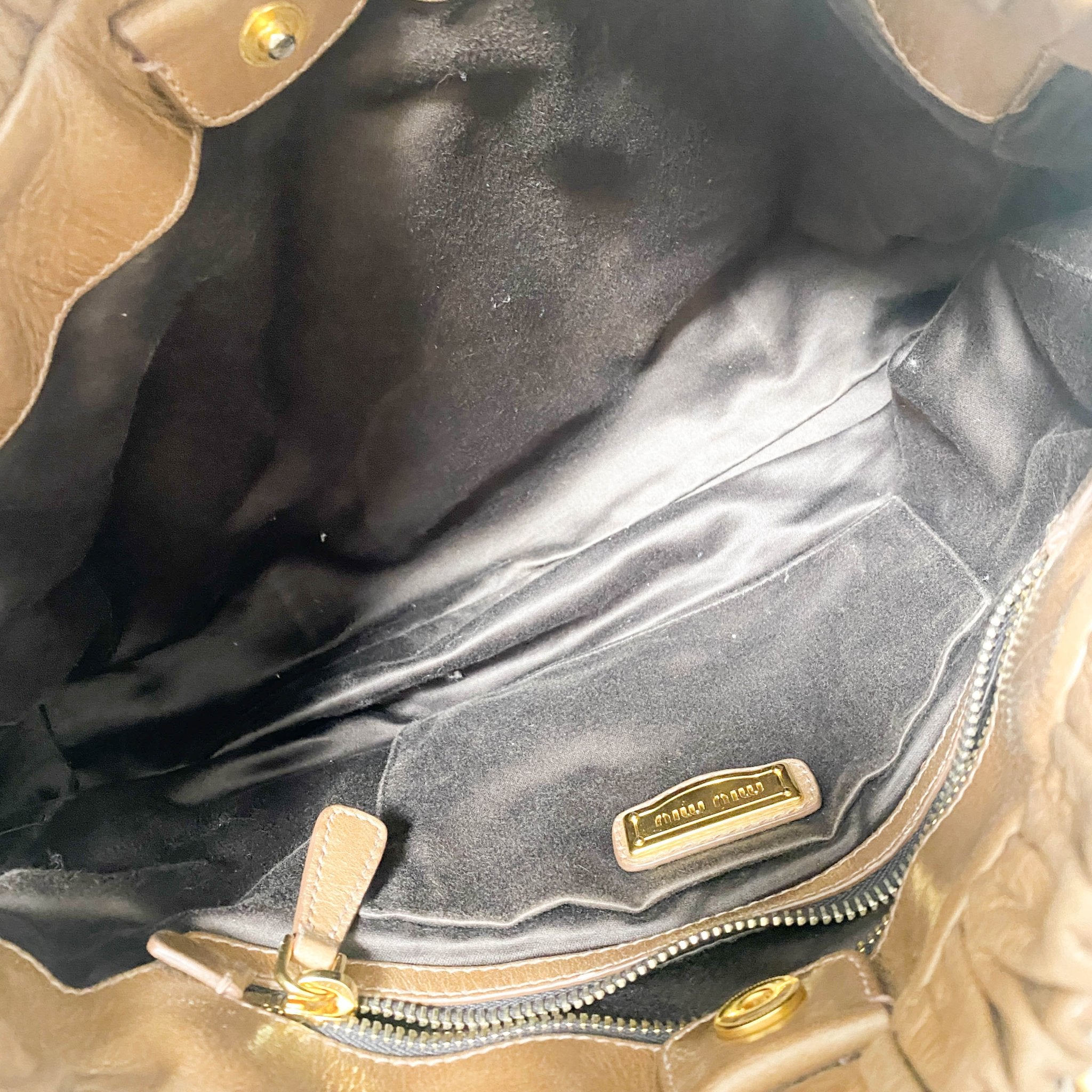 MIU MIU Vitello Bauletto Brown Leather Handbag, in , Sold by HIVE PRELOVED - Handle Bags, Shoulder Bags,