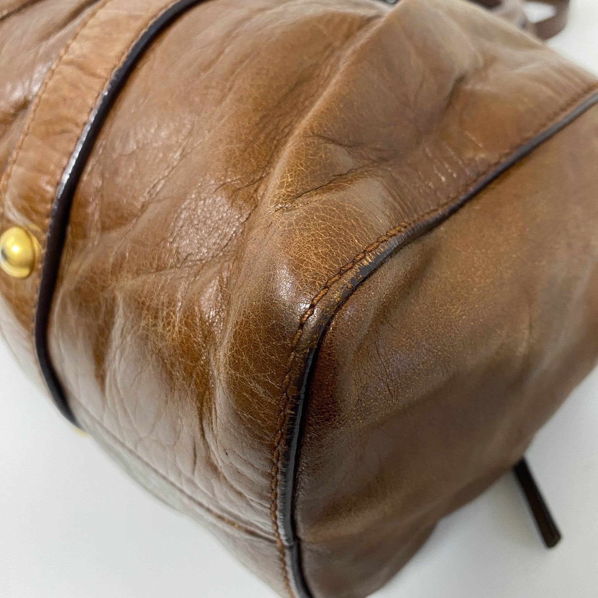 MIU MIU Vitello Bauletto Brown Leather Handbag, in , Sold by HIVE PRELOVED - Handle Bags, ,