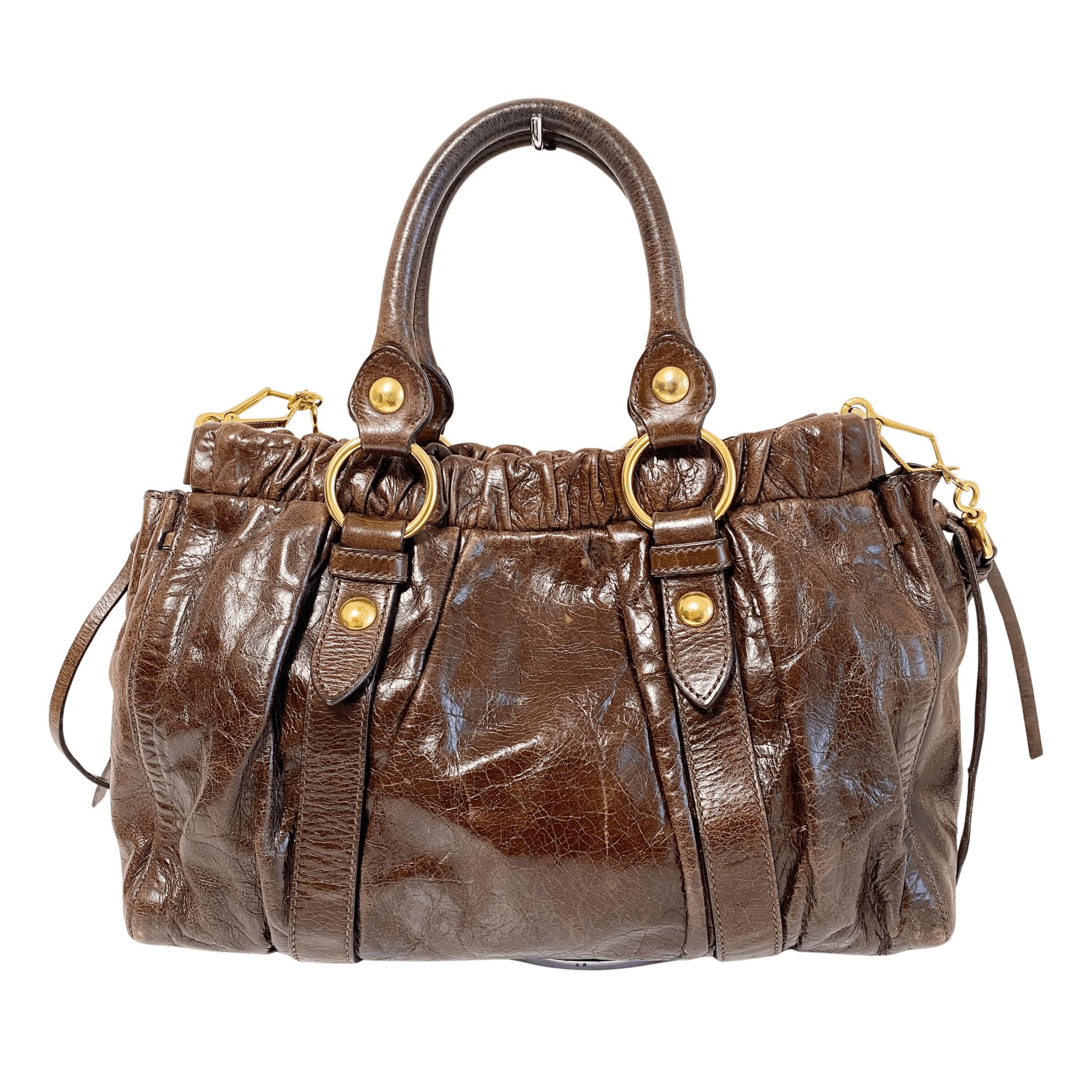 MIU MIU Vitello Bauletto Brown Leather Handbag, in , Sold by HIVE PRELOVED - Shoulder Bags, ,