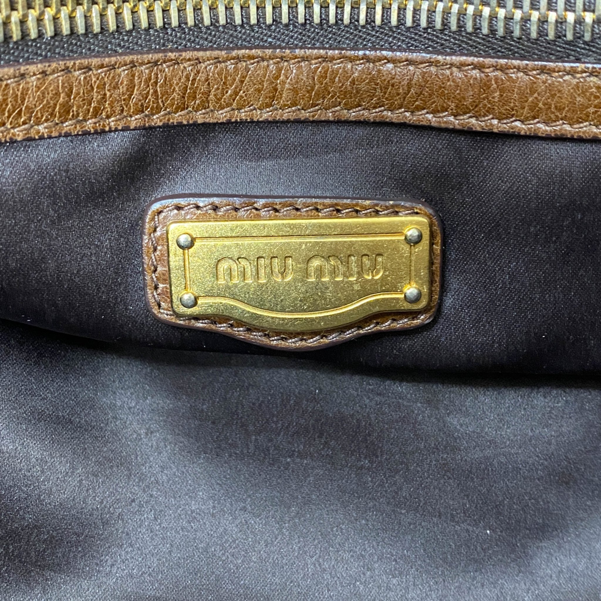 MIU MIU Vitello Bauletto Brown Leather Handbag, in , Sold by HIVE PRELOVED - Handle Bags, ,