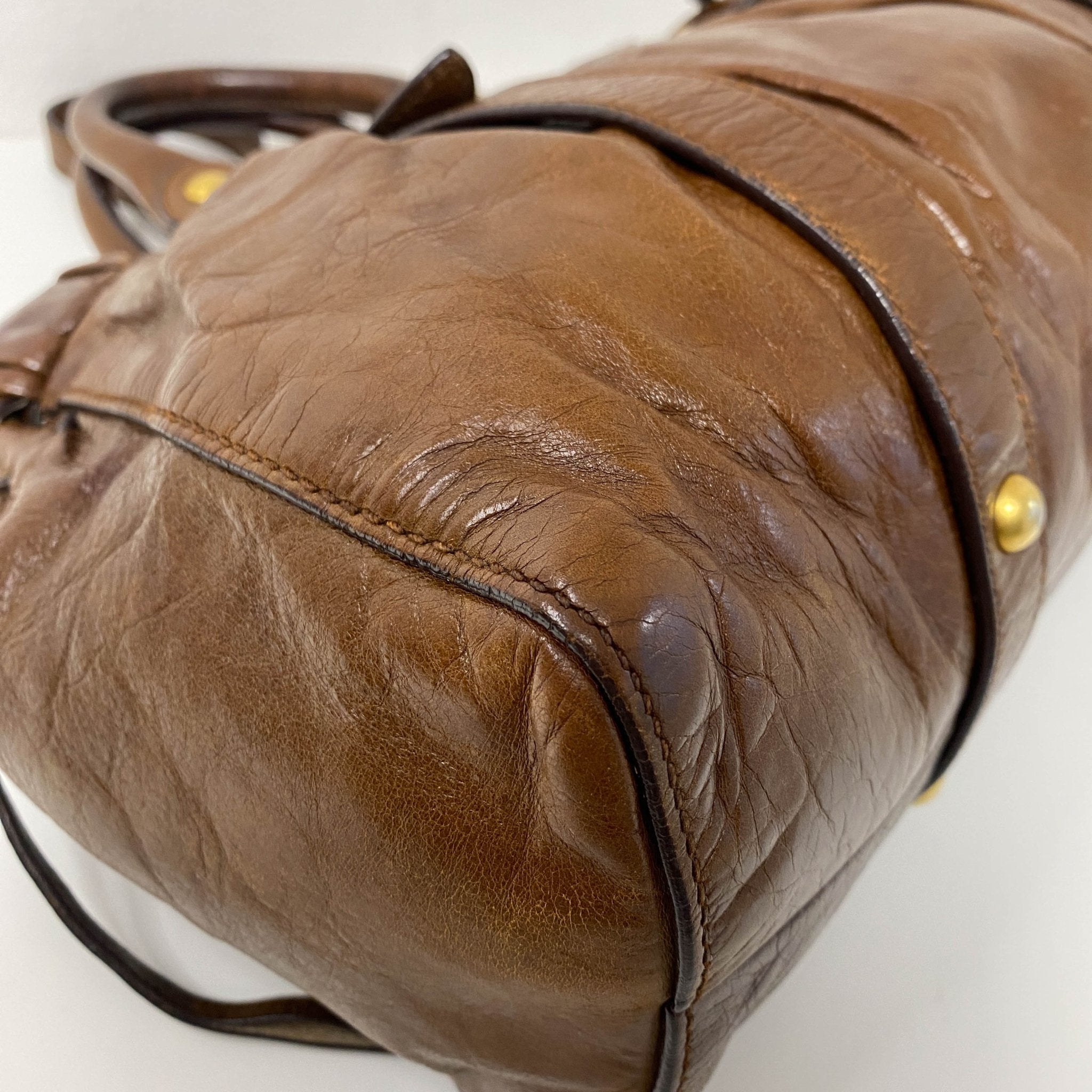 MIU MIU Vitello Bauletto Brown Leather Handbag, in , Sold by HIVE PRELOVED - Handle Bags, ,