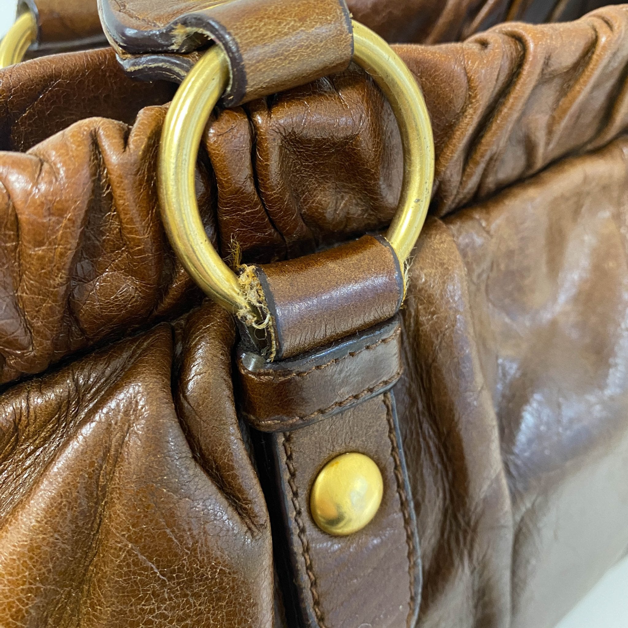 MIU MIU Vitello Bauletto Brown Leather Handbag, in , Sold by HIVE PRELOVED - Handle Bags, ,