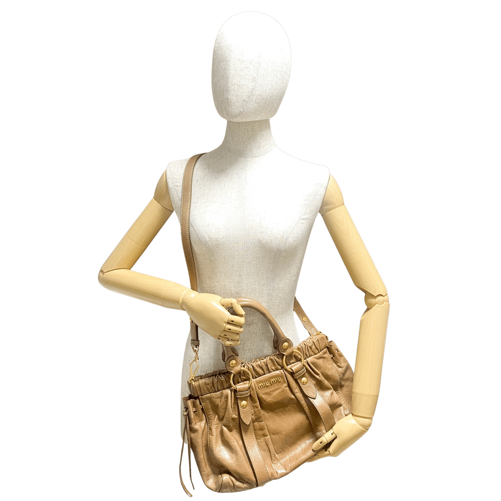 MIU MIU Vitello Bauletto Brown Leather Handbag, in , Sold by HIVE PRELOVED - Handle Bags, Shoulder Bags,