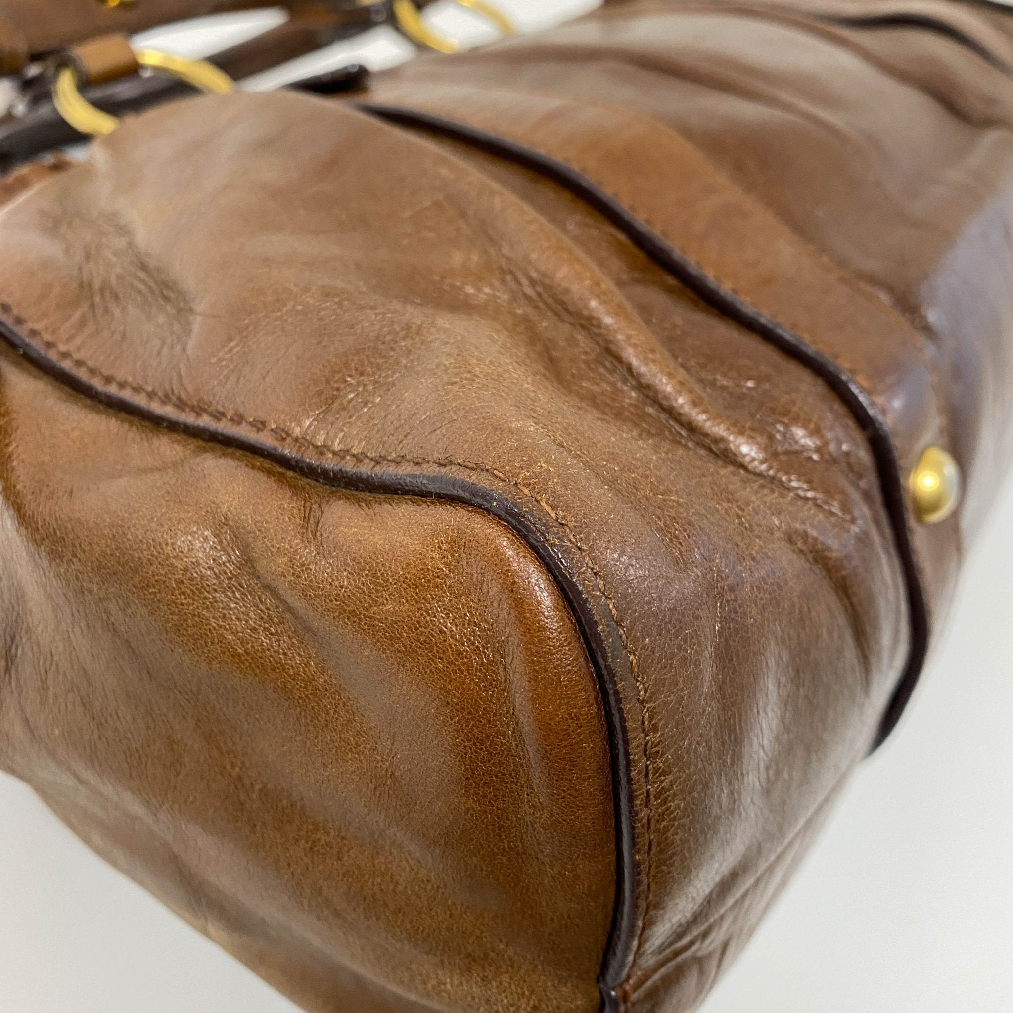 MIU MIU Vitello Bauletto Brown Leather Handbag, in , Sold by HIVE PRELOVED - Handle Bags, ,