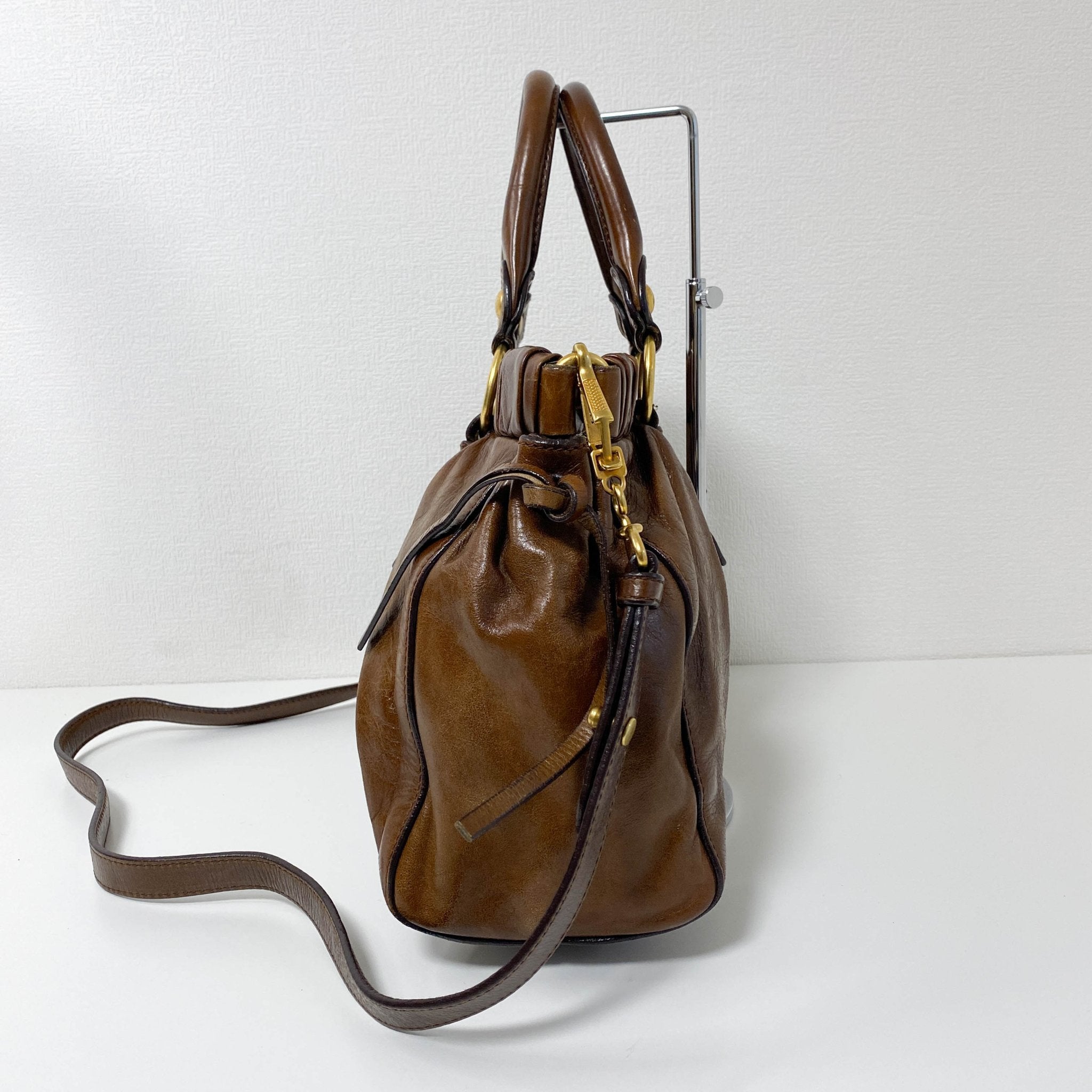 MIU MIU Vitello Bauletto Brown Leather Handbag, in , Sold by HIVE PRELOVED - Handle Bags, ,