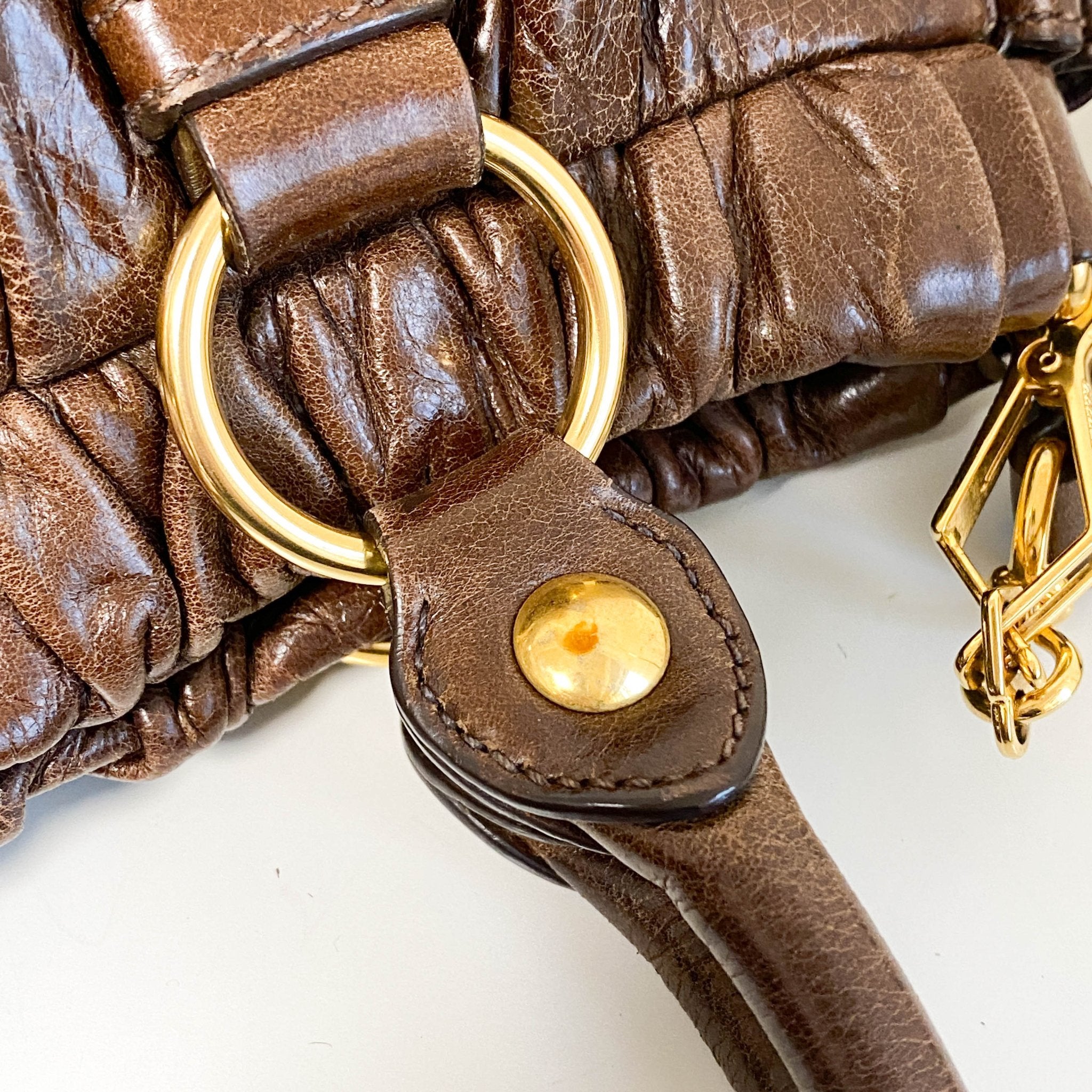 MIU MIU Vitello Bauletto Brown Leather Handbag, in , Sold by HIVE PRELOVED - Shoulder Bags, ,