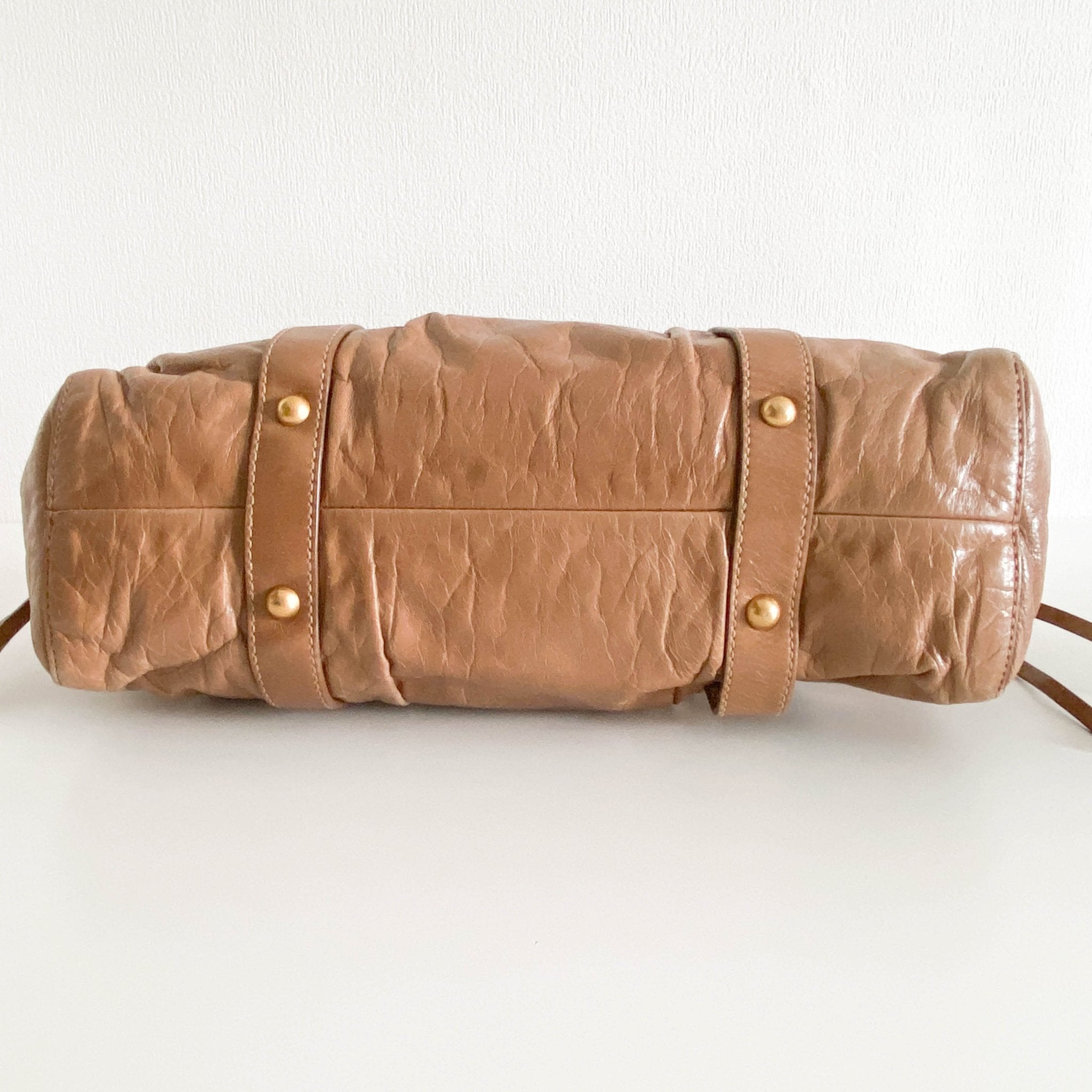 MIU MIU Vitello Bauletto Brown Leather Handbag, in , Sold by HIVE PRELOVED - Handle Bags, Shoulder Bags,