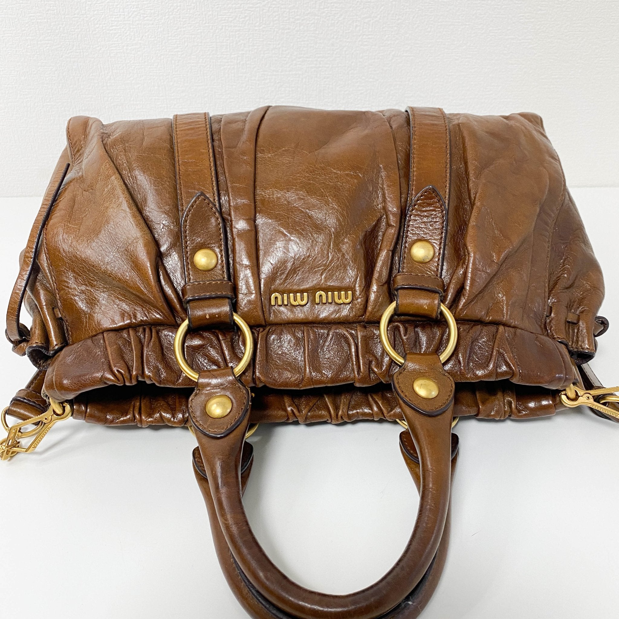 MIU MIU Vitello Bauletto Brown Leather Handbag, in , Sold by HIVE PRELOVED - Handle Bags, ,