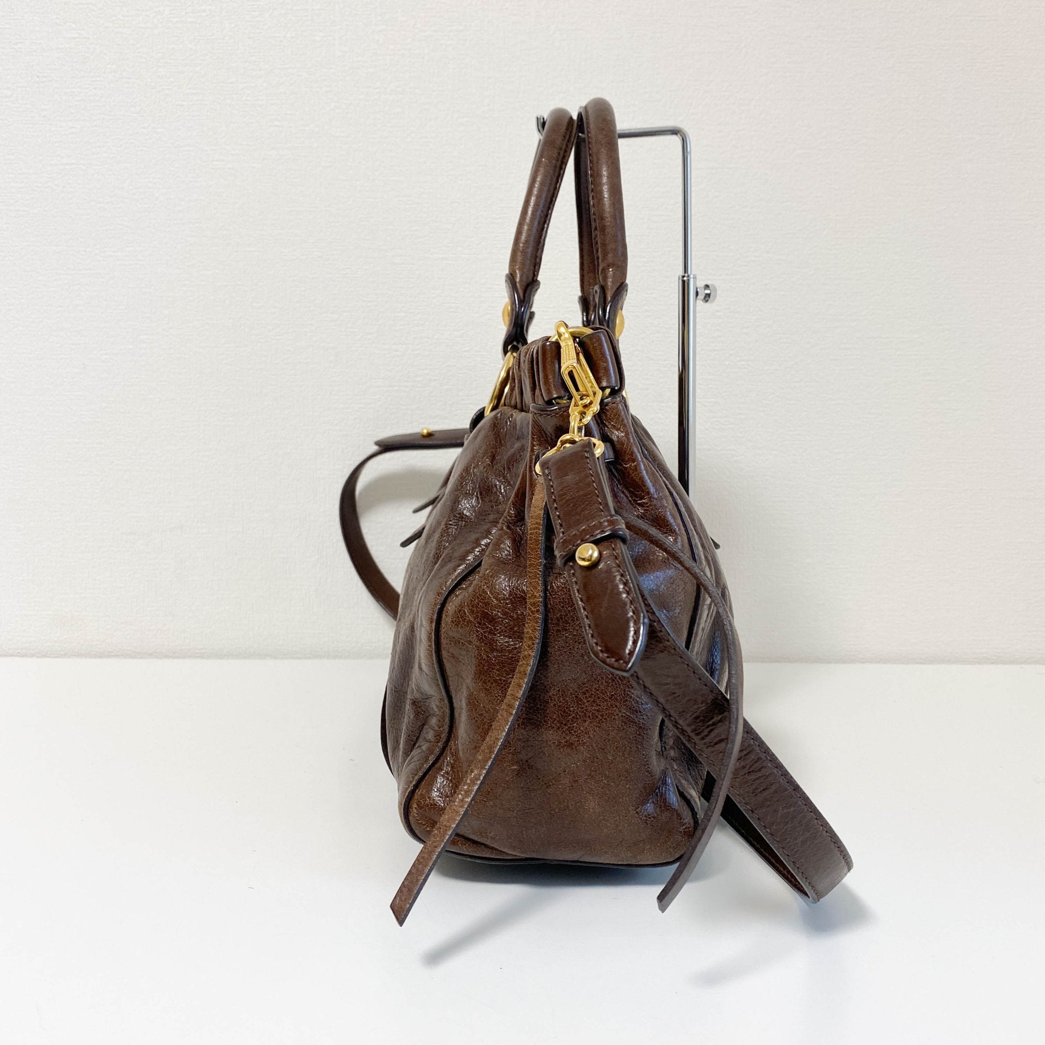 MIU MIU Vitello Bauletto Brown Leather Handbag, in , Sold by HIVE PRELOVED - Shoulder Bags, ,