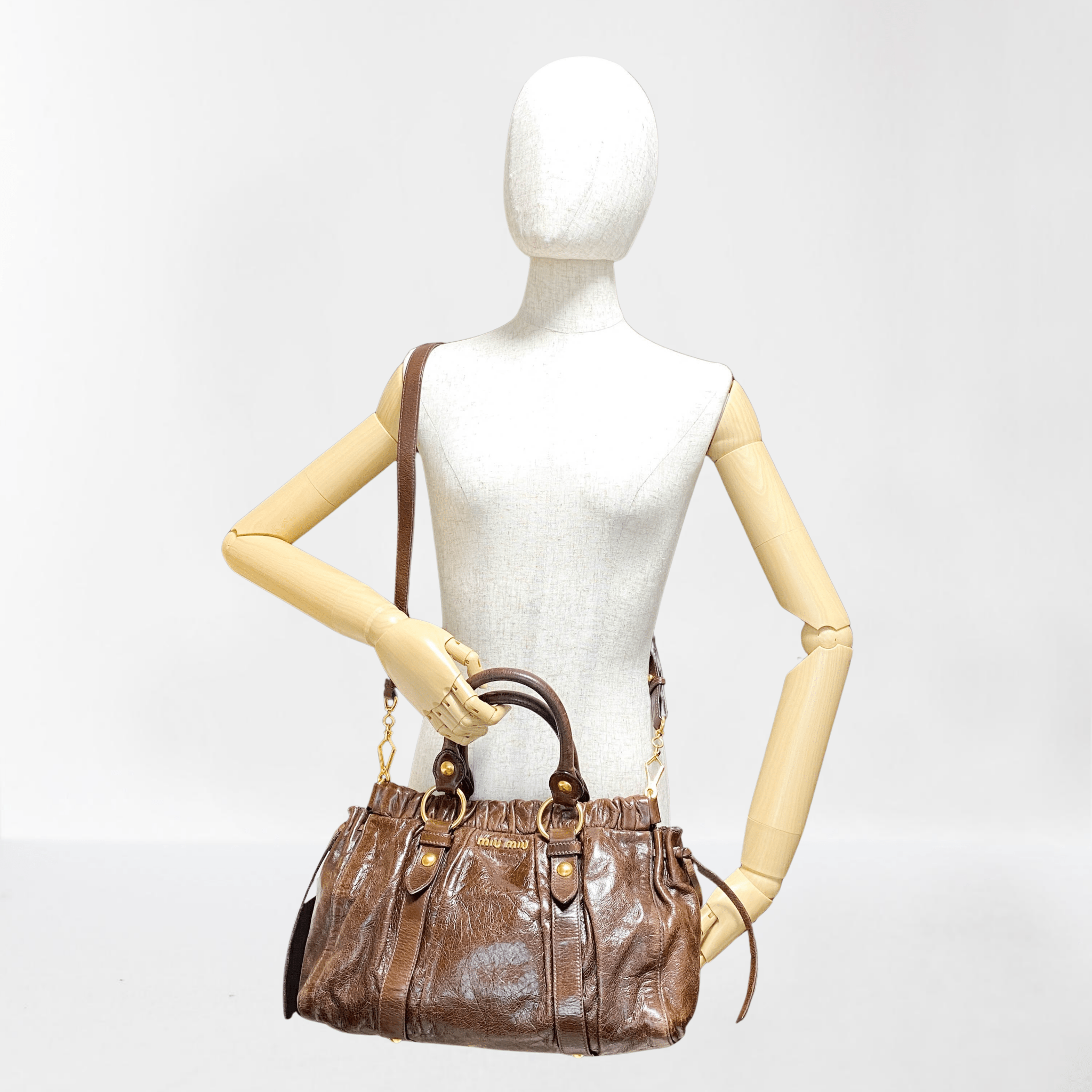 MIU MIU Vitello Bauletto Brown Leather Handbag, in , Sold by HIVE PRELOVED - Shoulder Bags, ,