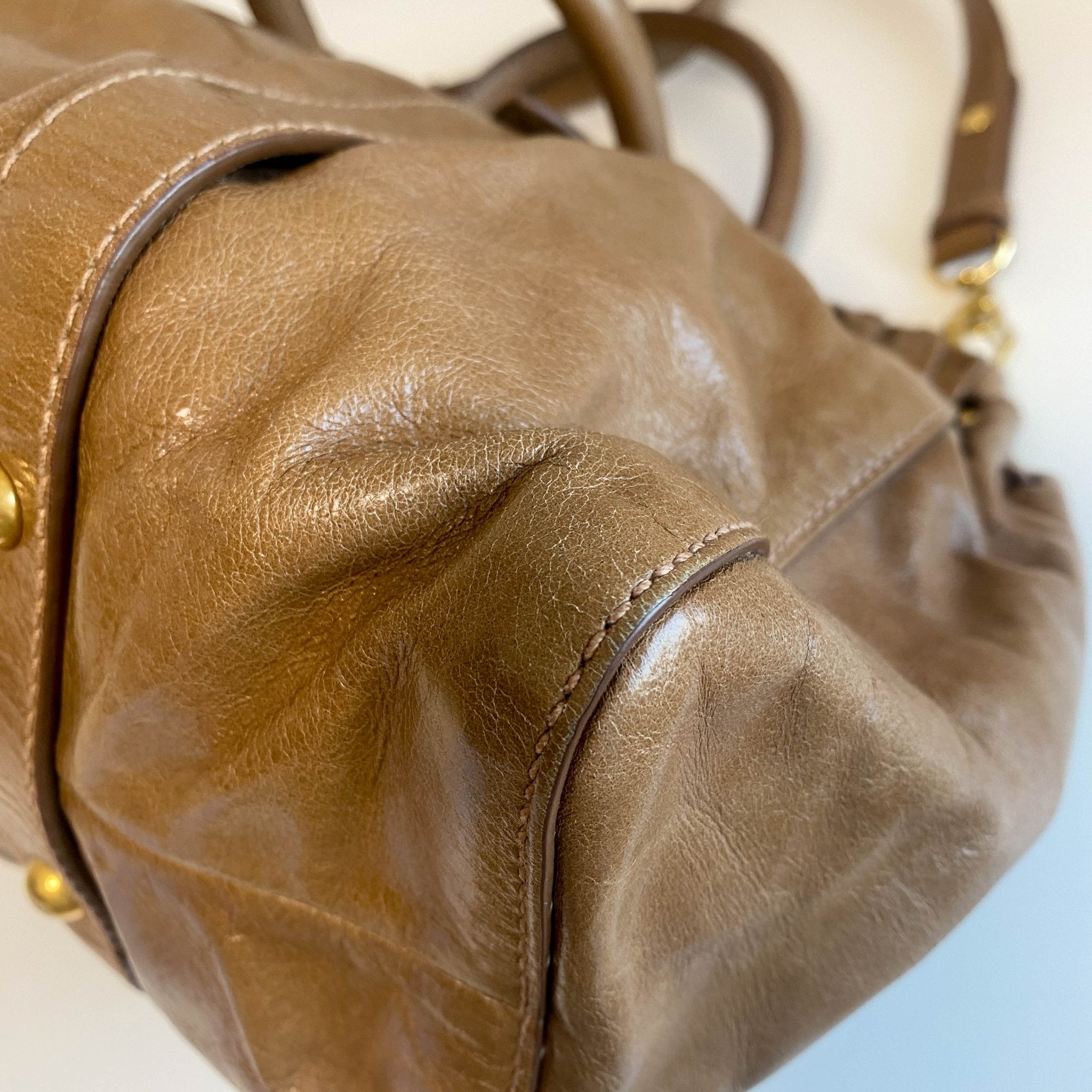 MIU MIU Vitello Bauletto Brown Leather Handbag, in , Sold by HIVE PRELOVED - Crossbody bags, Handle Bags,