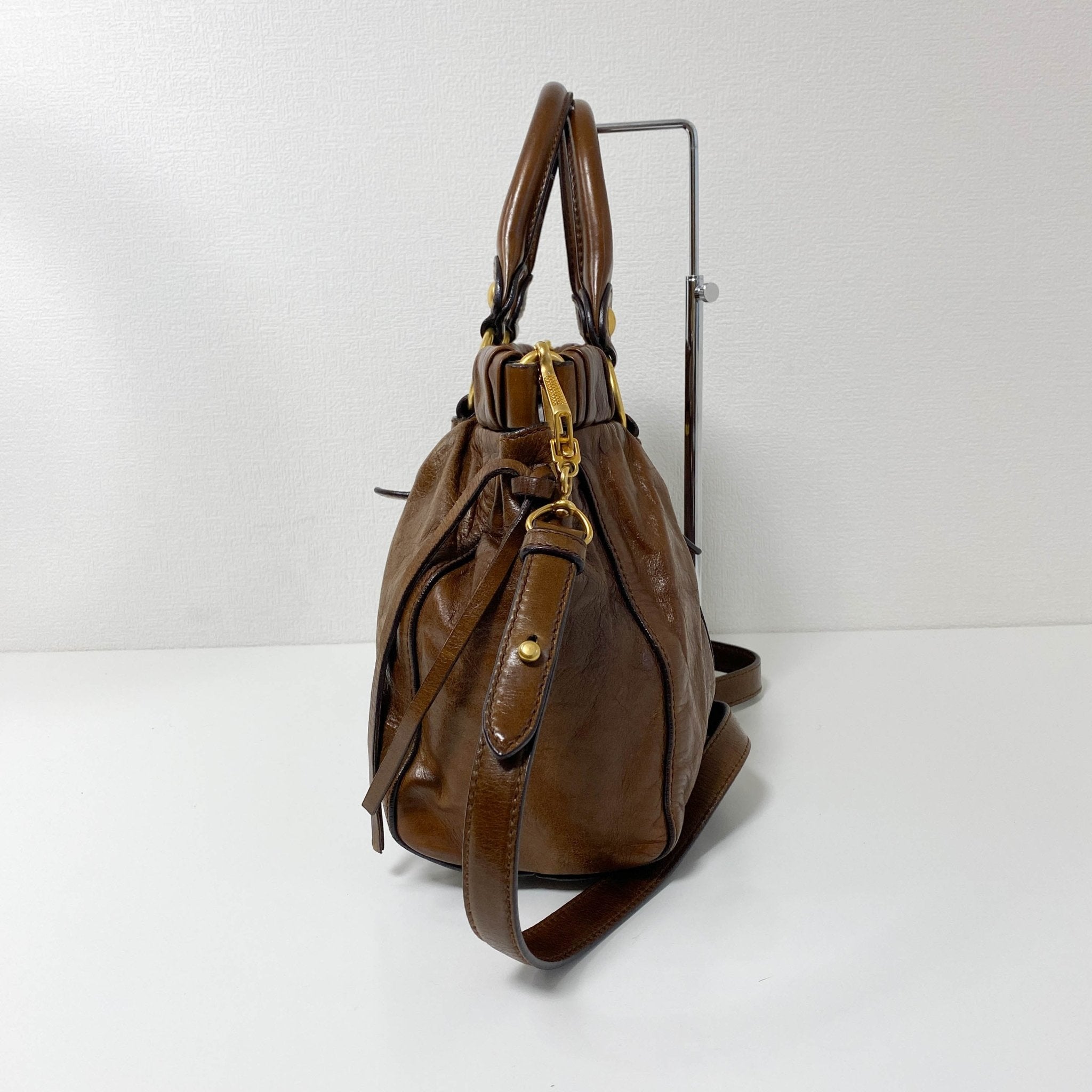 MIU MIU Vitello Bauletto Brown Leather Handbag, in , Sold by HIVE PRELOVED - Handle Bags, ,