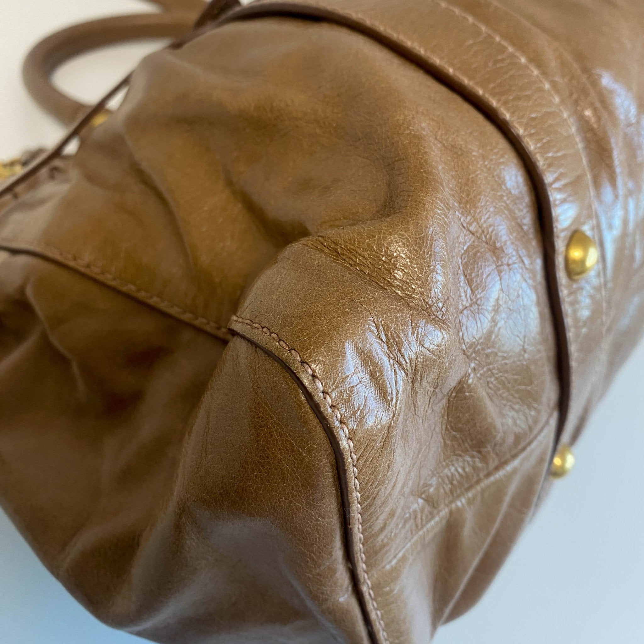 MIU MIU Vitello Bauletto Brown Leather Handbag, in , Sold by HIVE PRELOVED - Crossbody bags, Handle Bags,