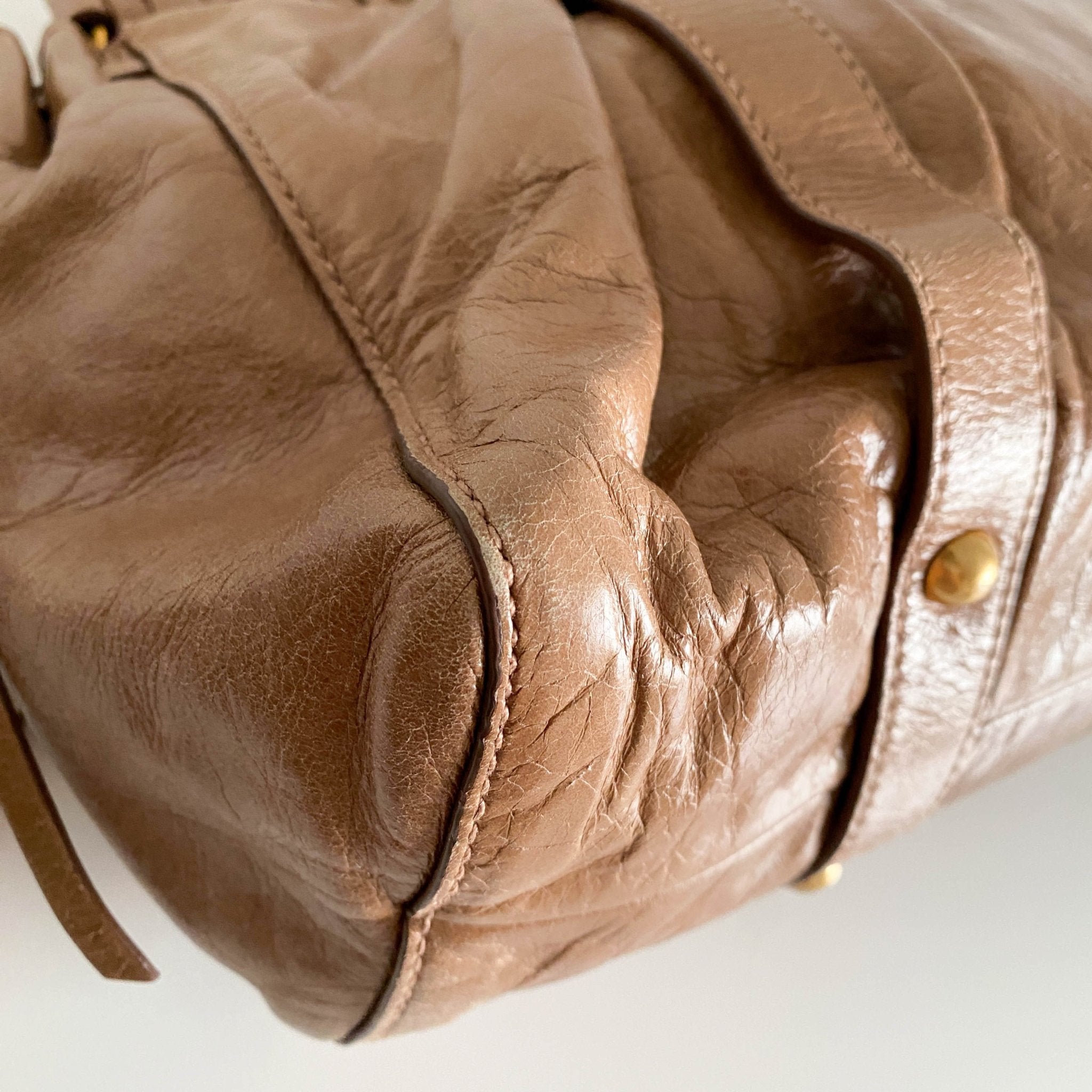 MIU MIU Vitello Bauletto Brown Leather Handbag, in , Sold by HIVE PRELOVED - Handle Bags, Shoulder Bags,