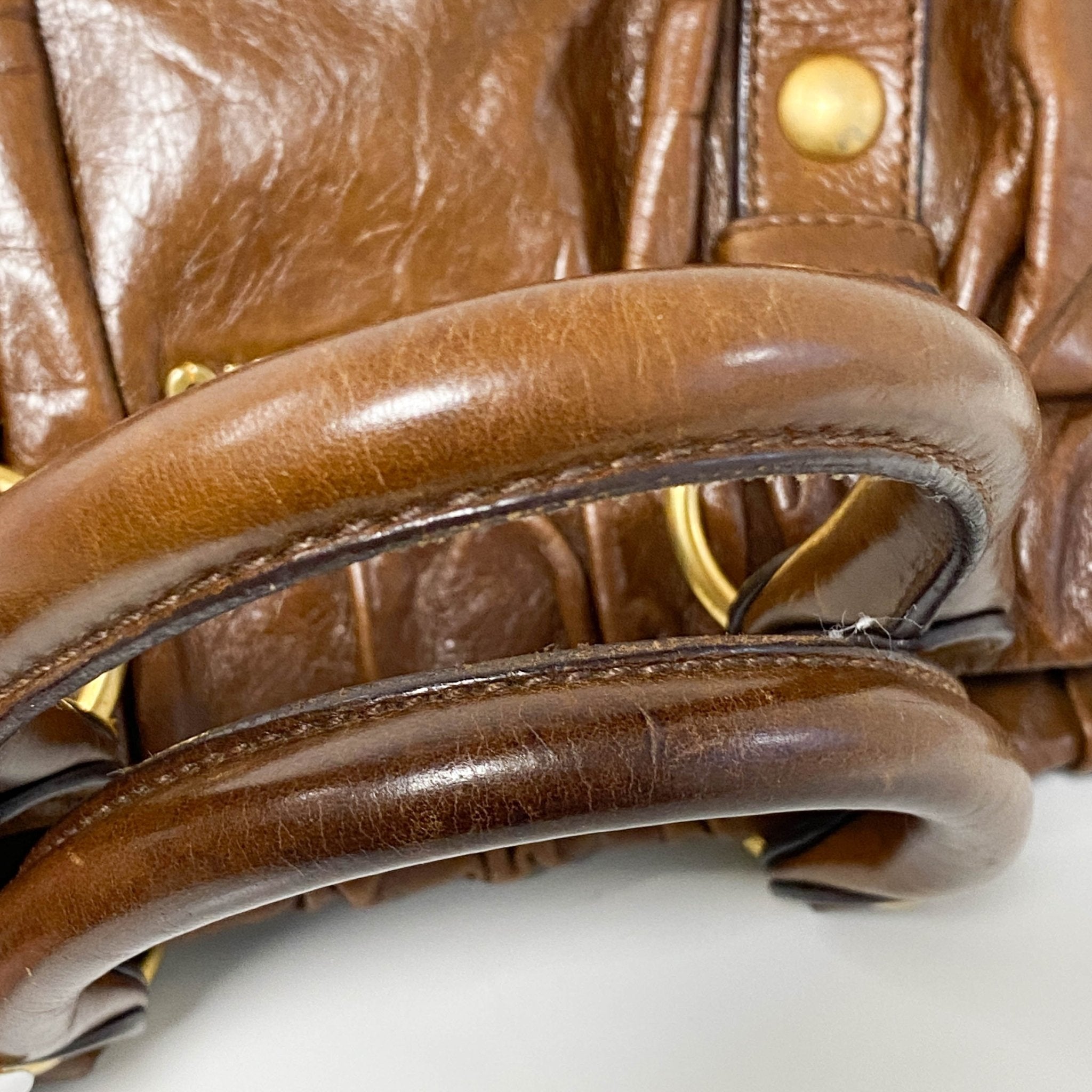 MIU MIU Vitello Bauletto Brown Leather Handbag, in , Sold by HIVE PRELOVED - Handle Bags, ,