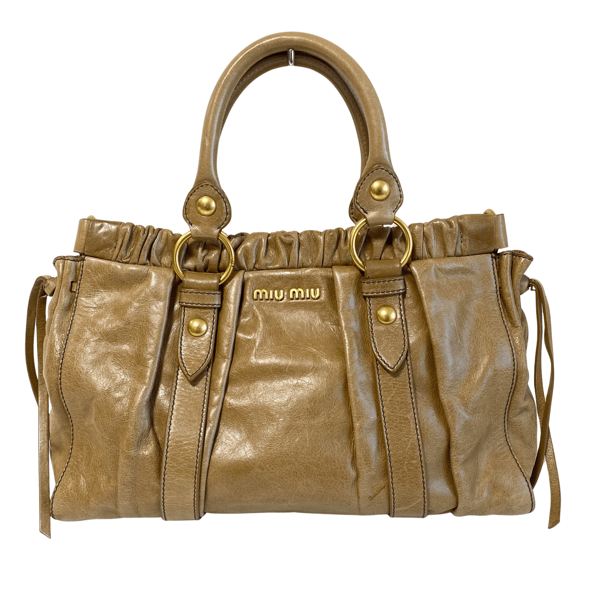 MIU MIU Vitello Bauletto Brown Leather Shoulder Bag, in , Sold by HIVE PRELOVED - Shoulder Bags, ,