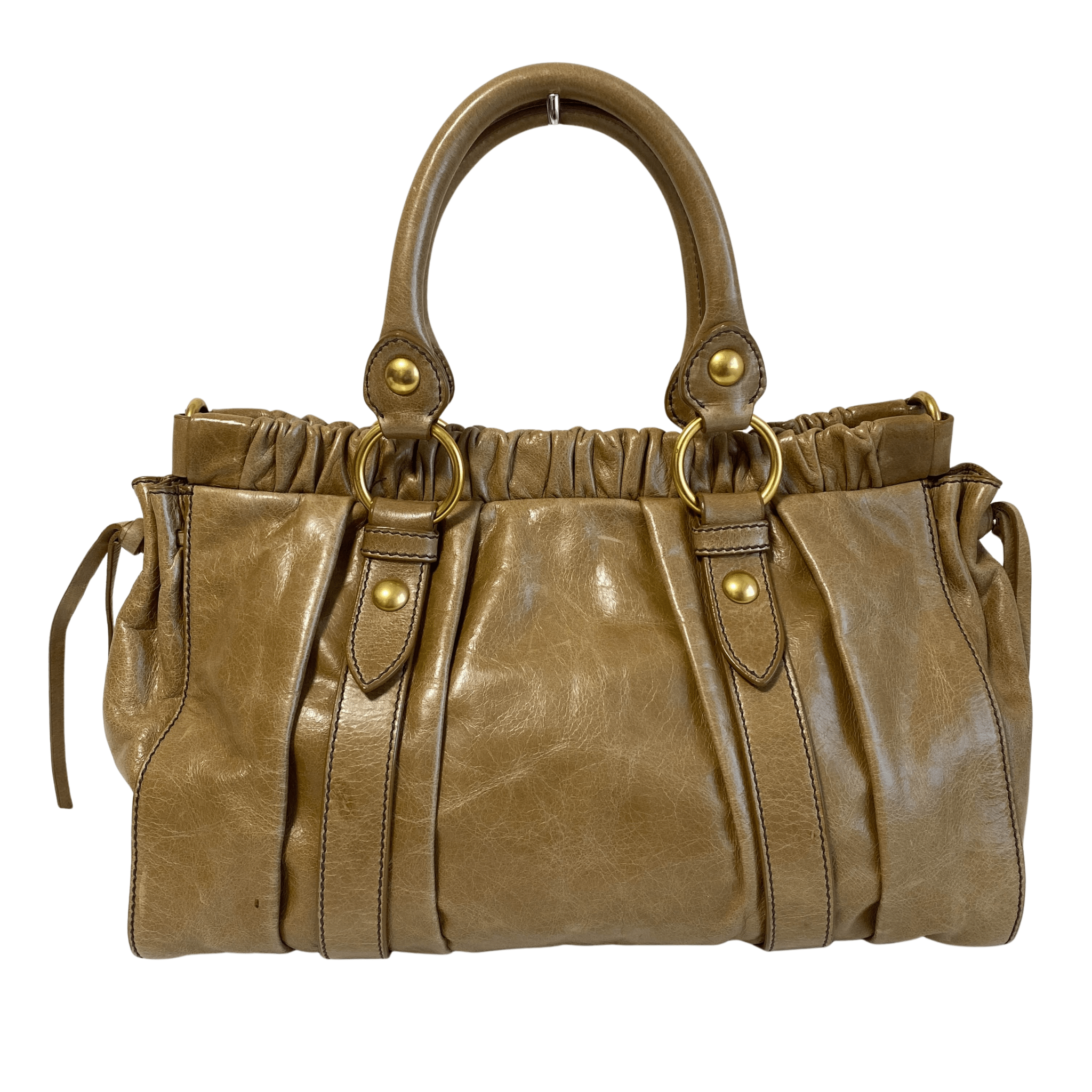MIU MIU Vitello Bauletto Brown Leather Shoulder Bag, in , Sold by HIVE PRELOVED - Shoulder Bags, ,