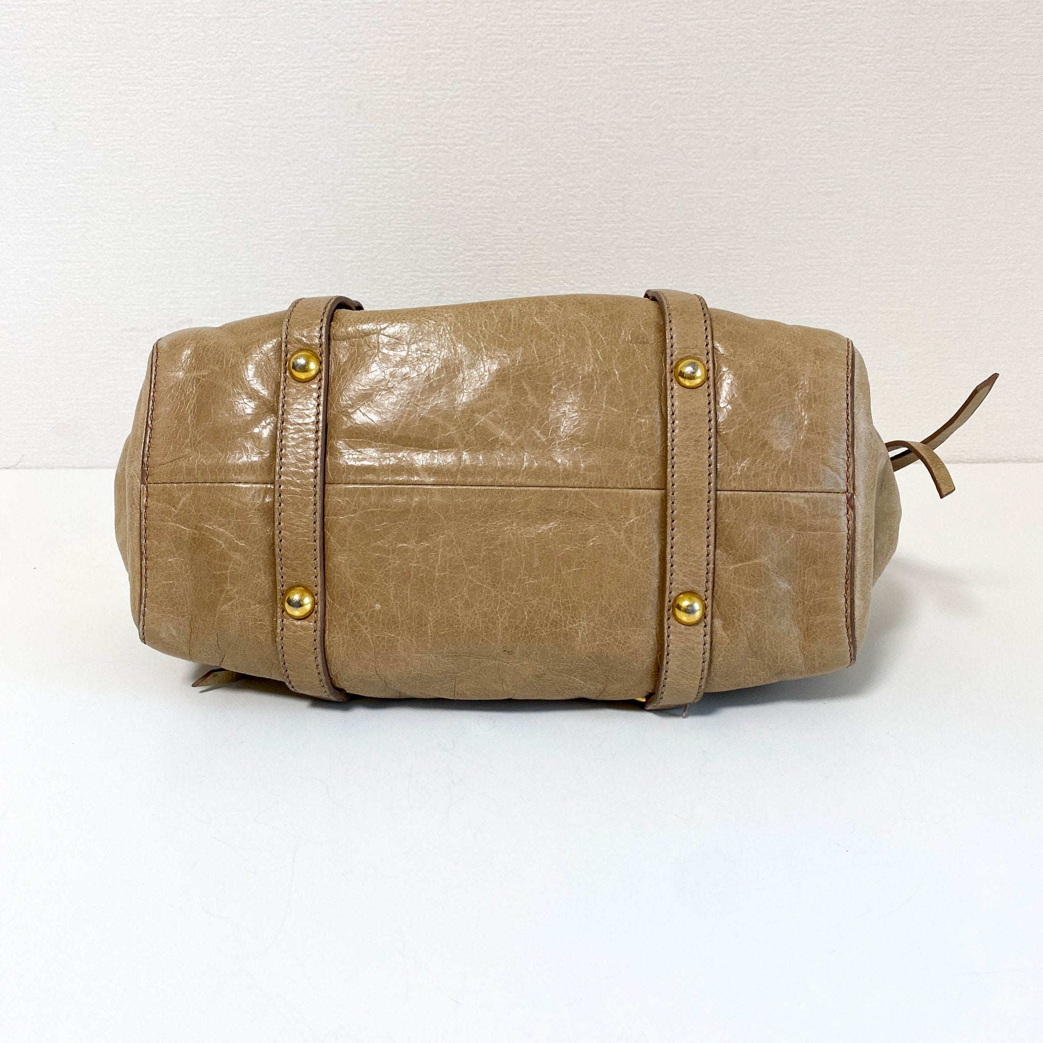 MIU MIU Vitello Bauletto Cream Leather Handle Bag, in , Sold by HIVE PRELOVED - Crossbody bags, Handle Bags,