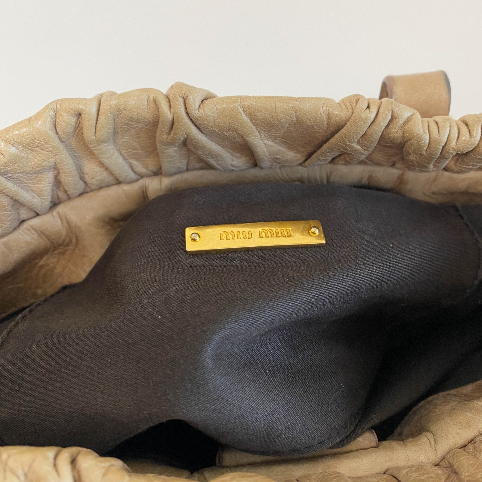 MIU MIU Vitello Bauletto Cream Leather Handle Bag, in , Sold by HIVE PRELOVED - Crossbody bags, Handle Bags,