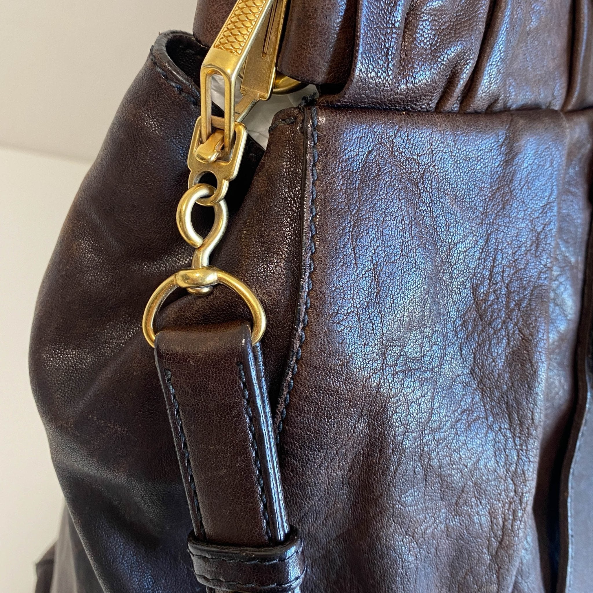 MIU MIU Vitello Bauletto Dark Brown Leather Handle Bag, in , Sold by HIVE PRELOVED - Handle Bags, Shoulder Bags,