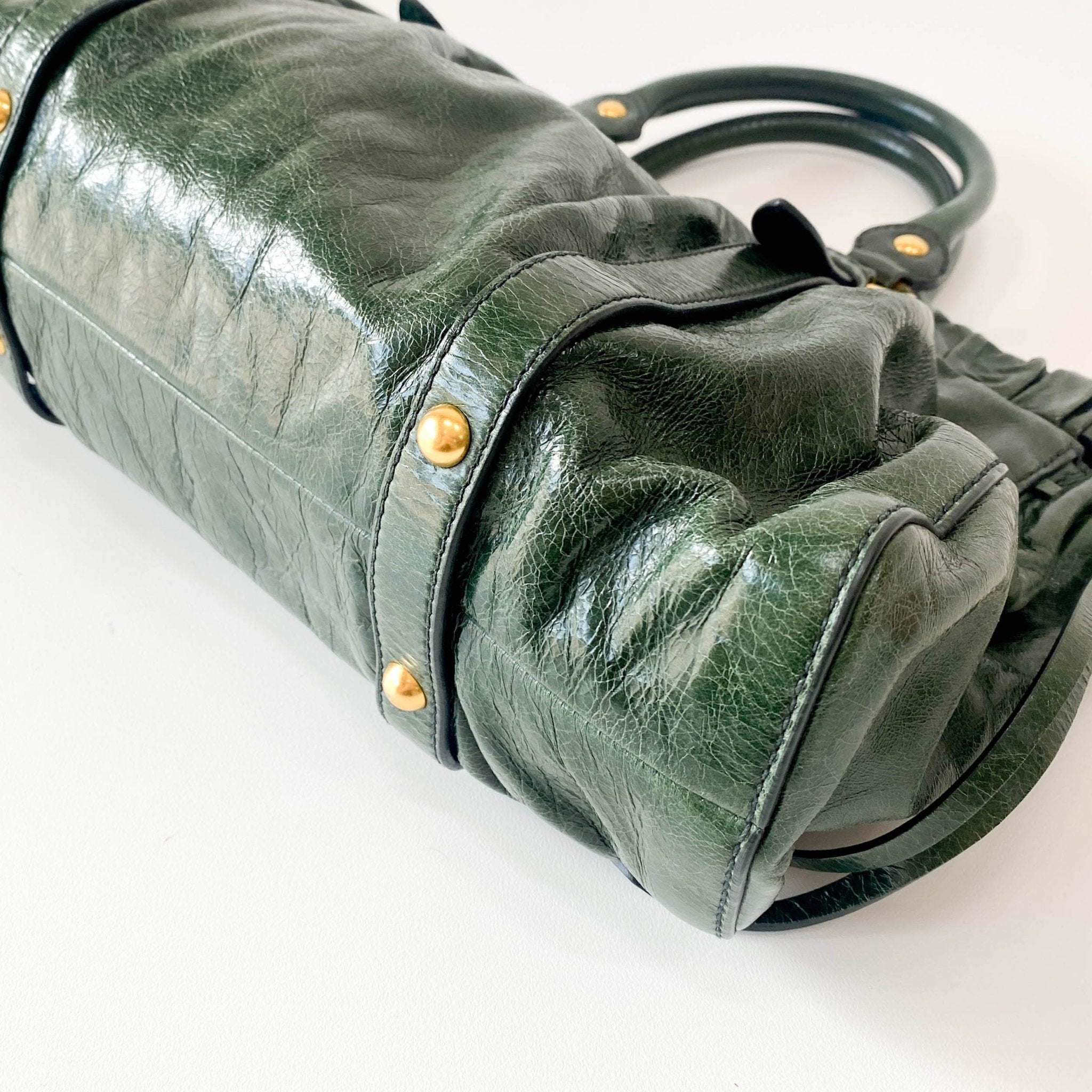 MIU MIU Vitello Bauletto Emerald Green Handle Bag, in , Sold by HIVE PRELOVED - Handle Bags, ,